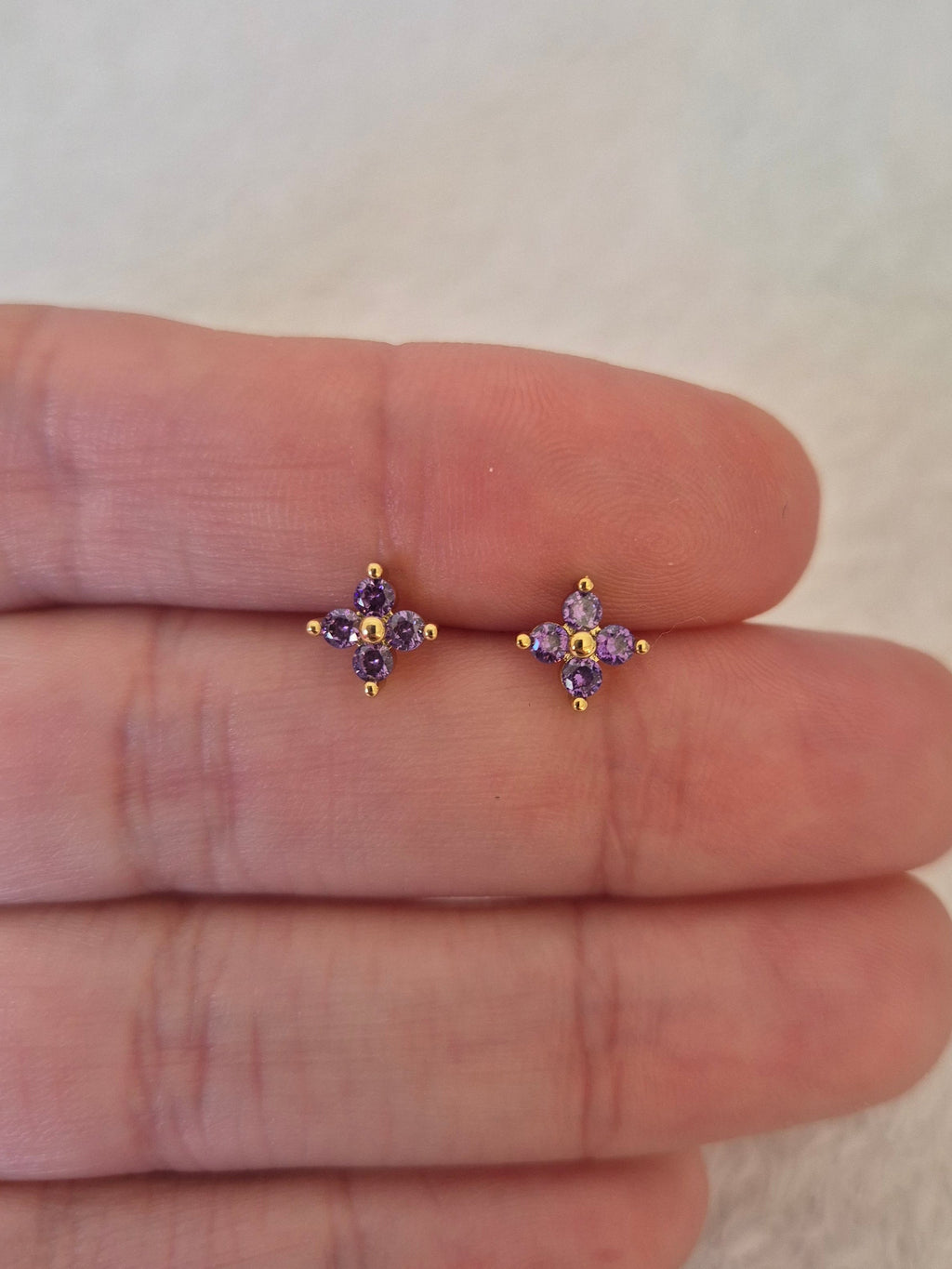Boucles d'oreilles strass violets