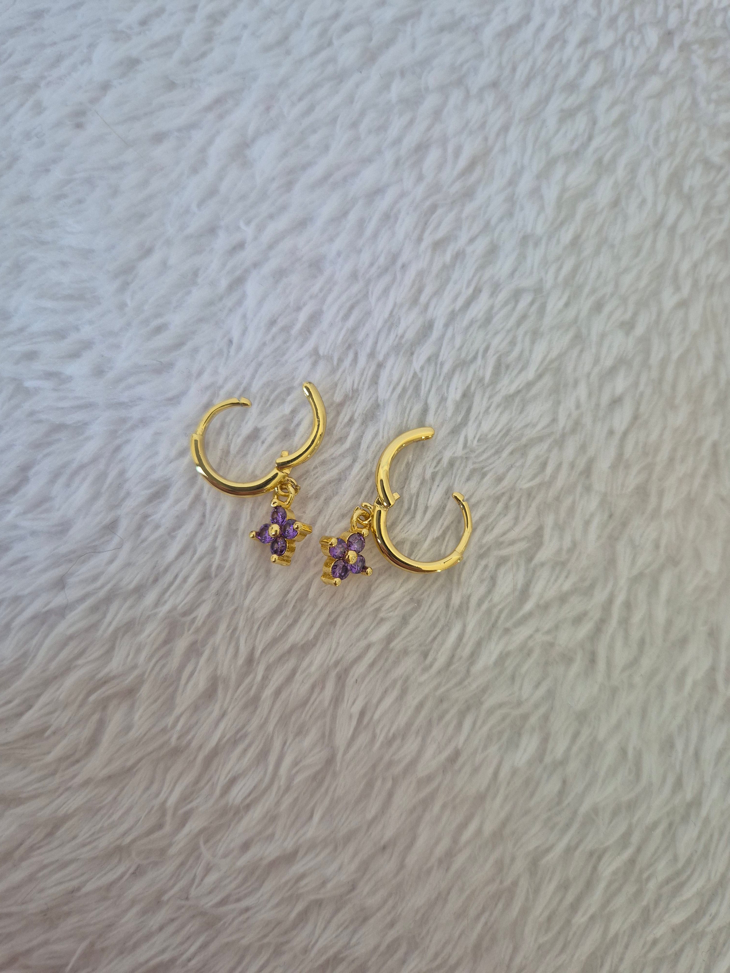 Boucles d'oreilles strass violets