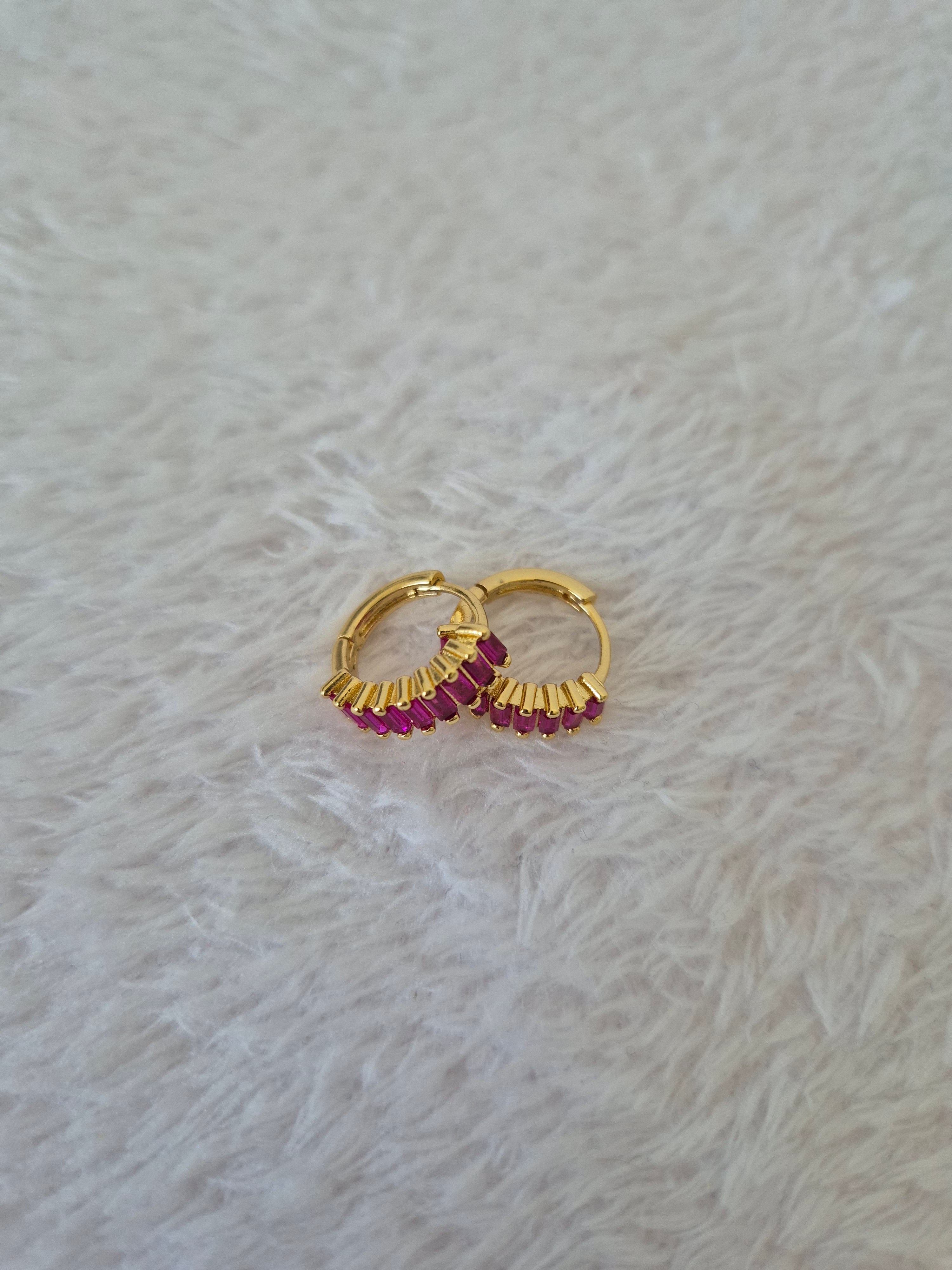 Boucles d'oreilles strass fuschia