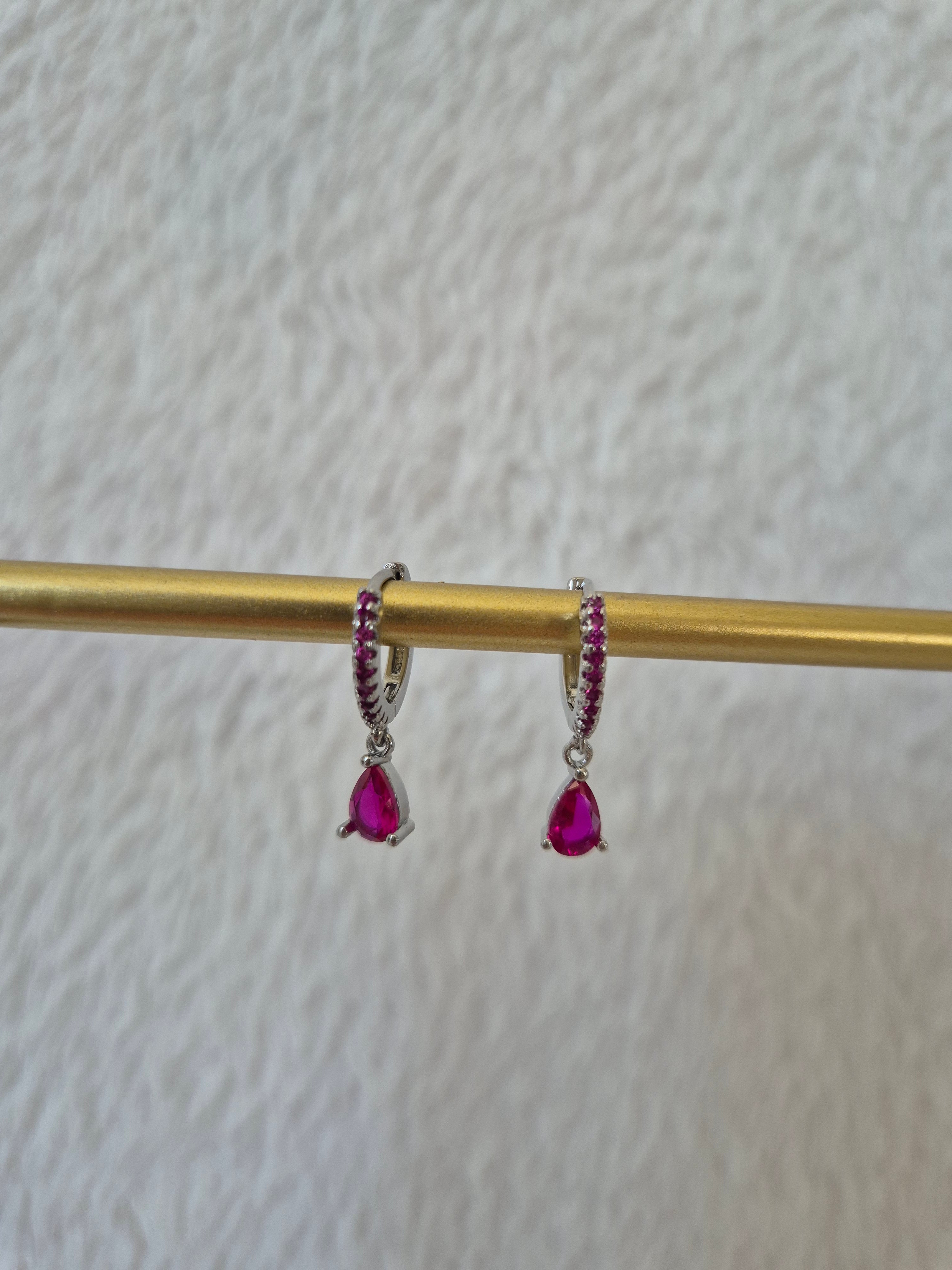 Boucles d'oreilles strass fuschia