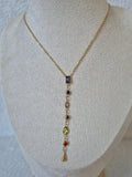 Collier Y strass multicolores