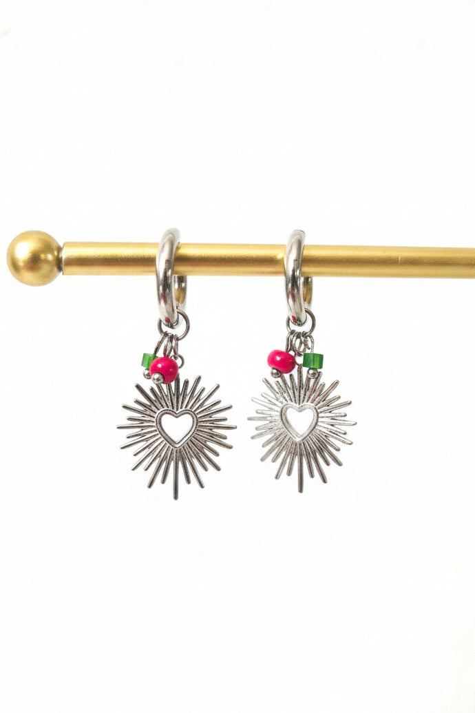 Boucles d'oreilles cœurs soleils