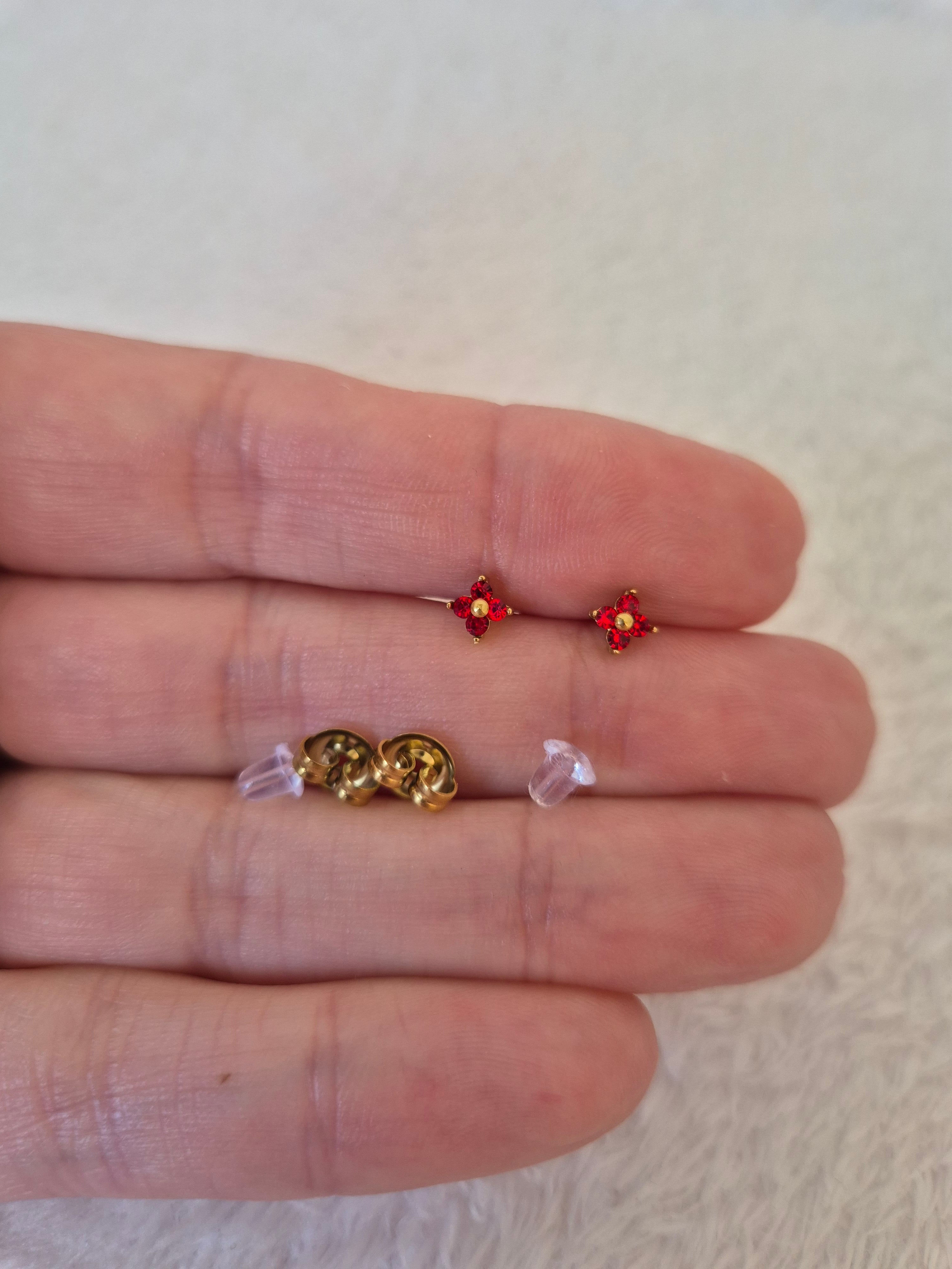 Boucles d'oreilles strass rouges