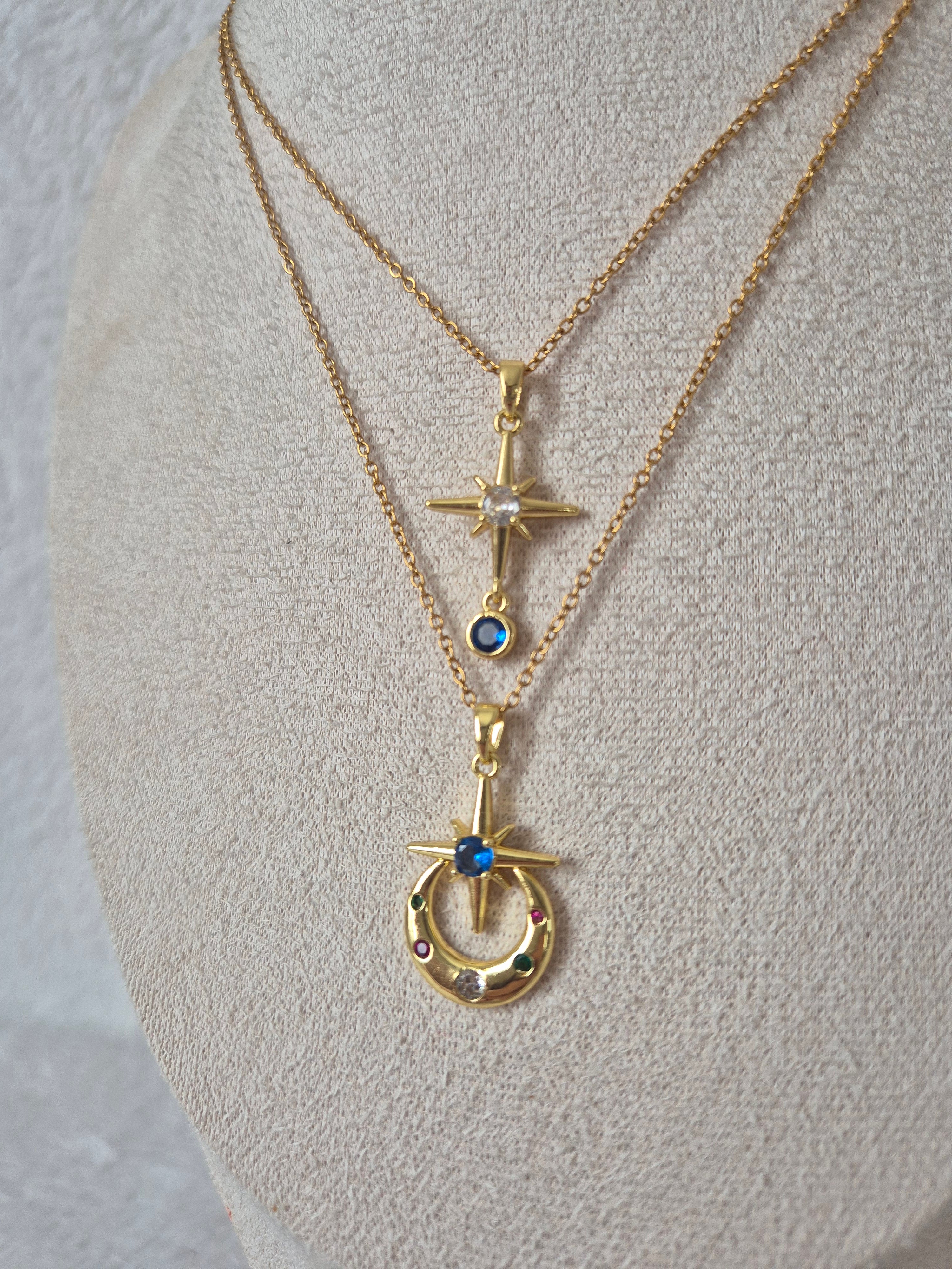 Collier lune étoiles