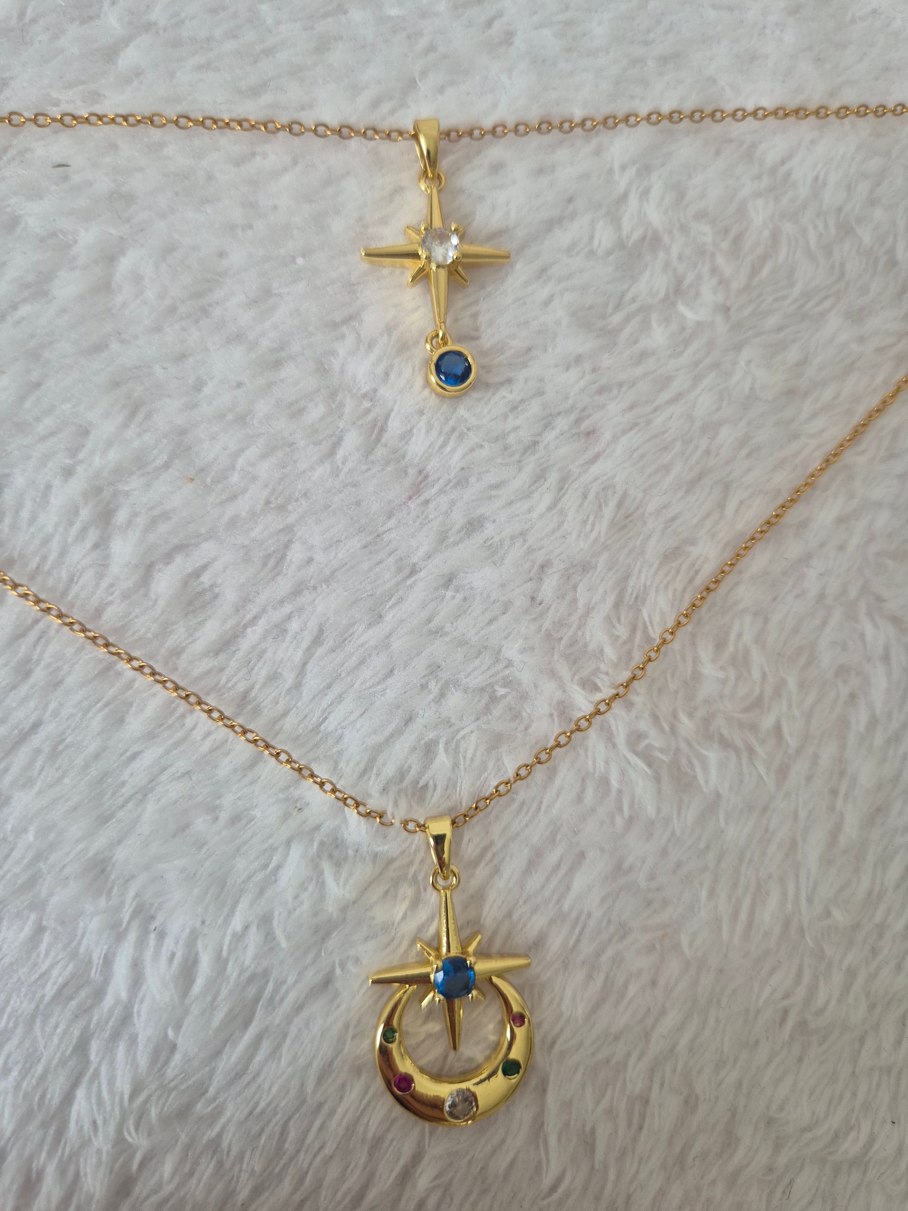 Collier lune étoiles