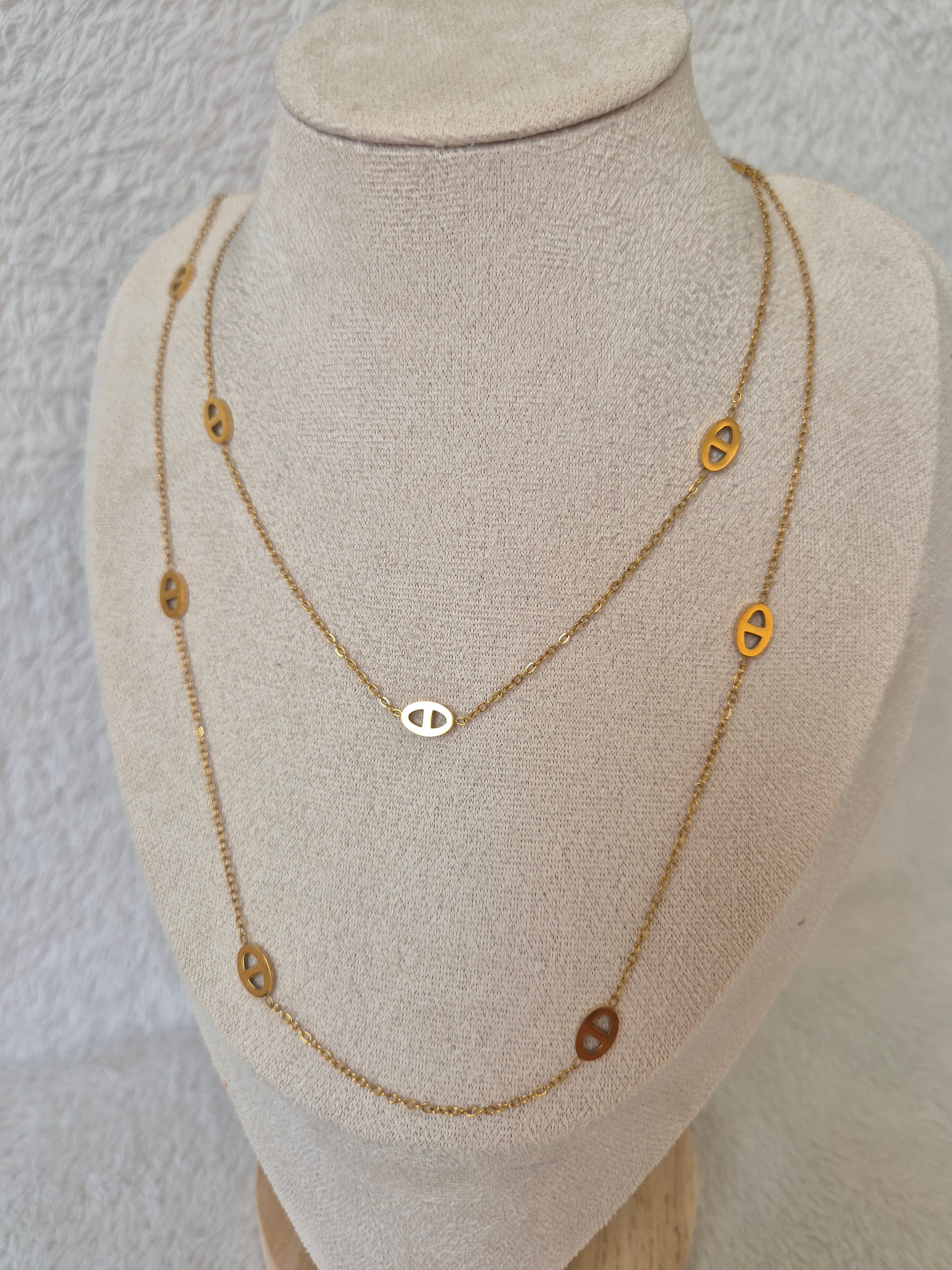 Collier long maille marine