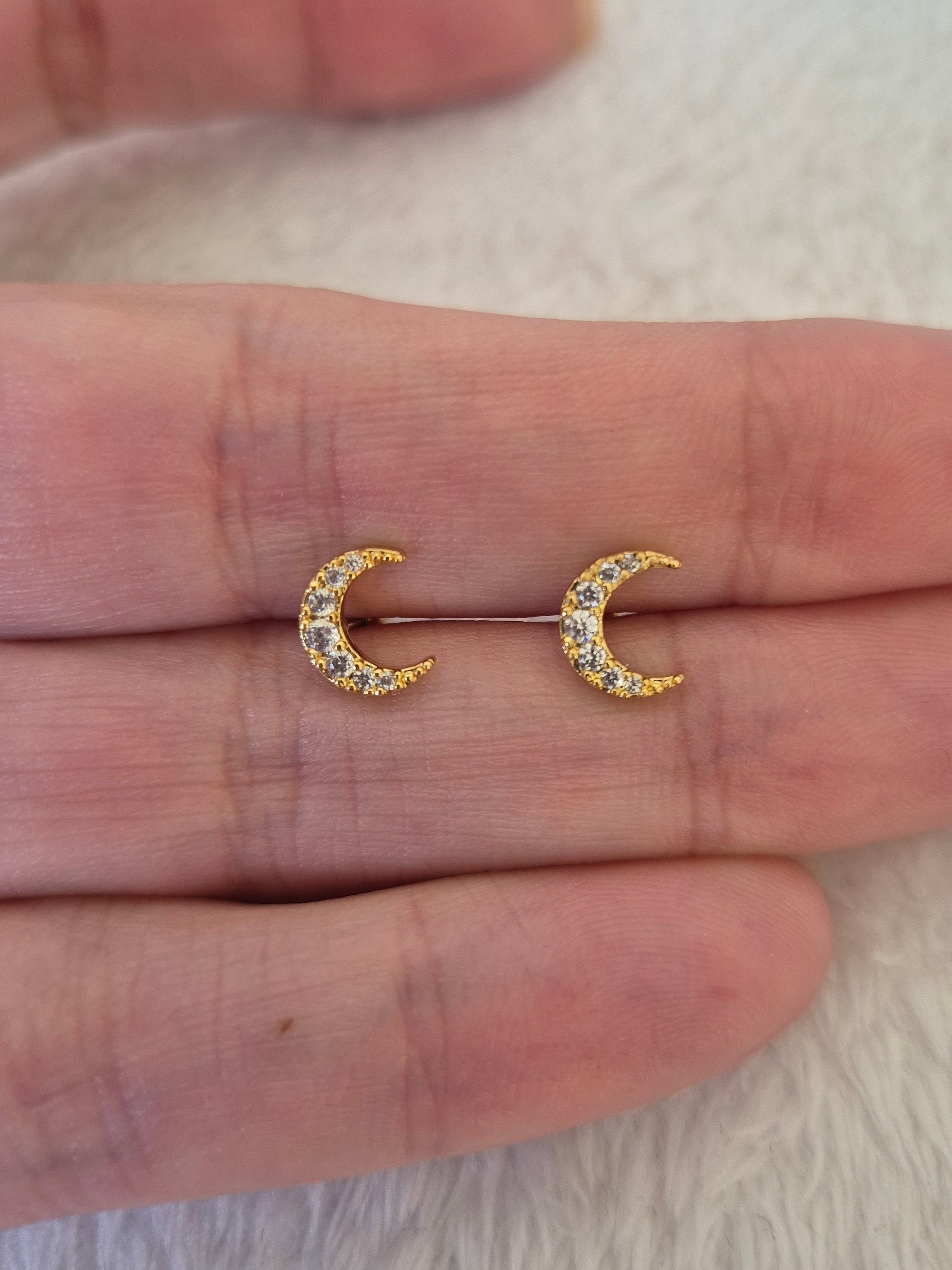 Boucles d'oreilles lunes strass