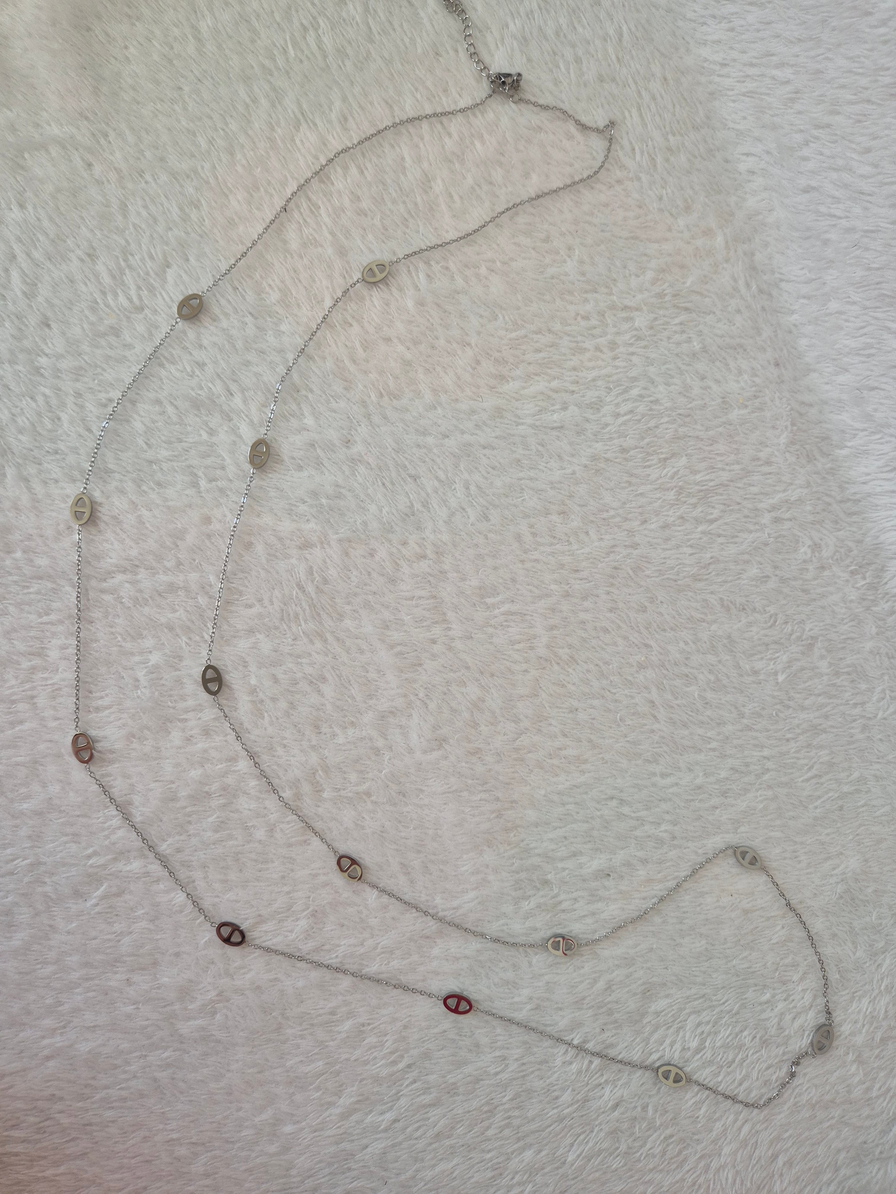 Collier long maille marine