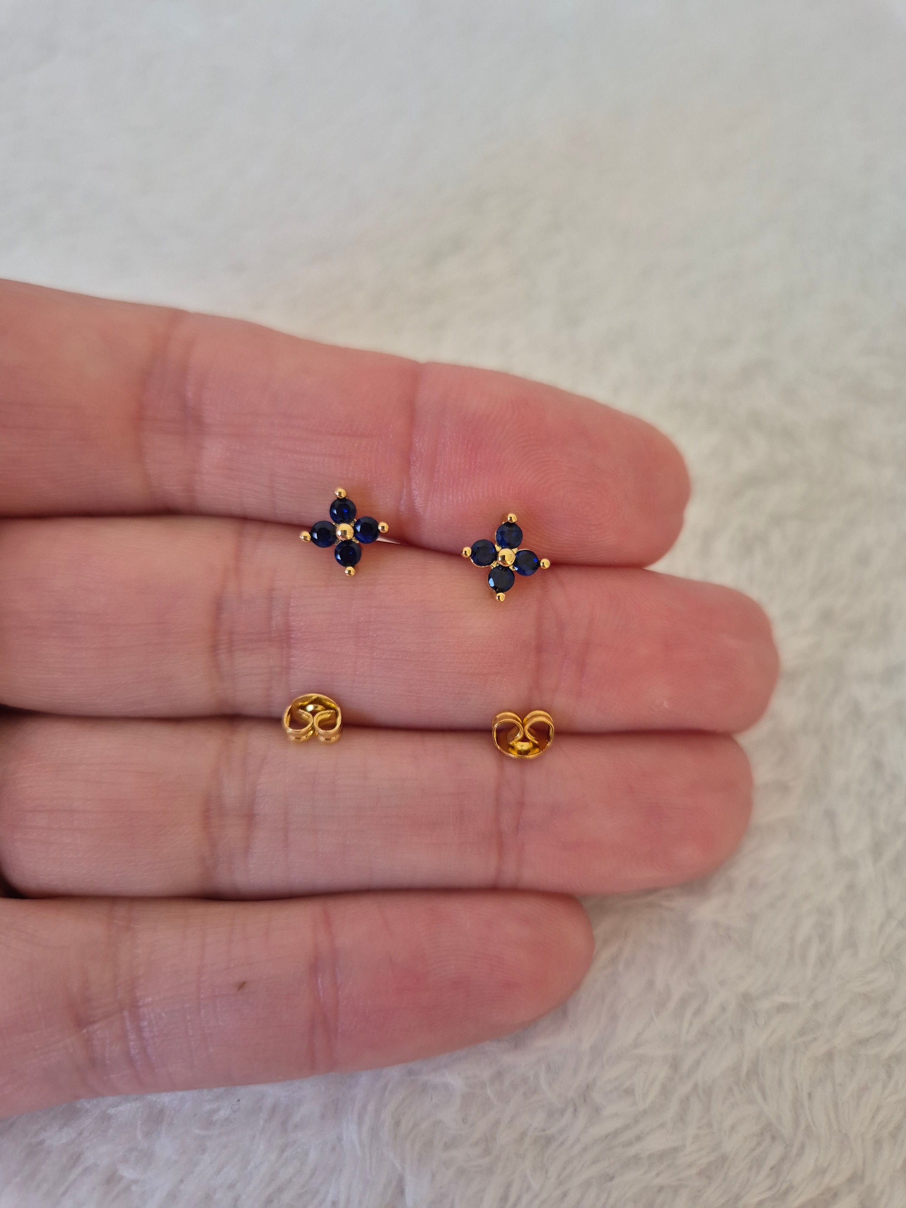 Boucles d'oreilles strass bleus marines
