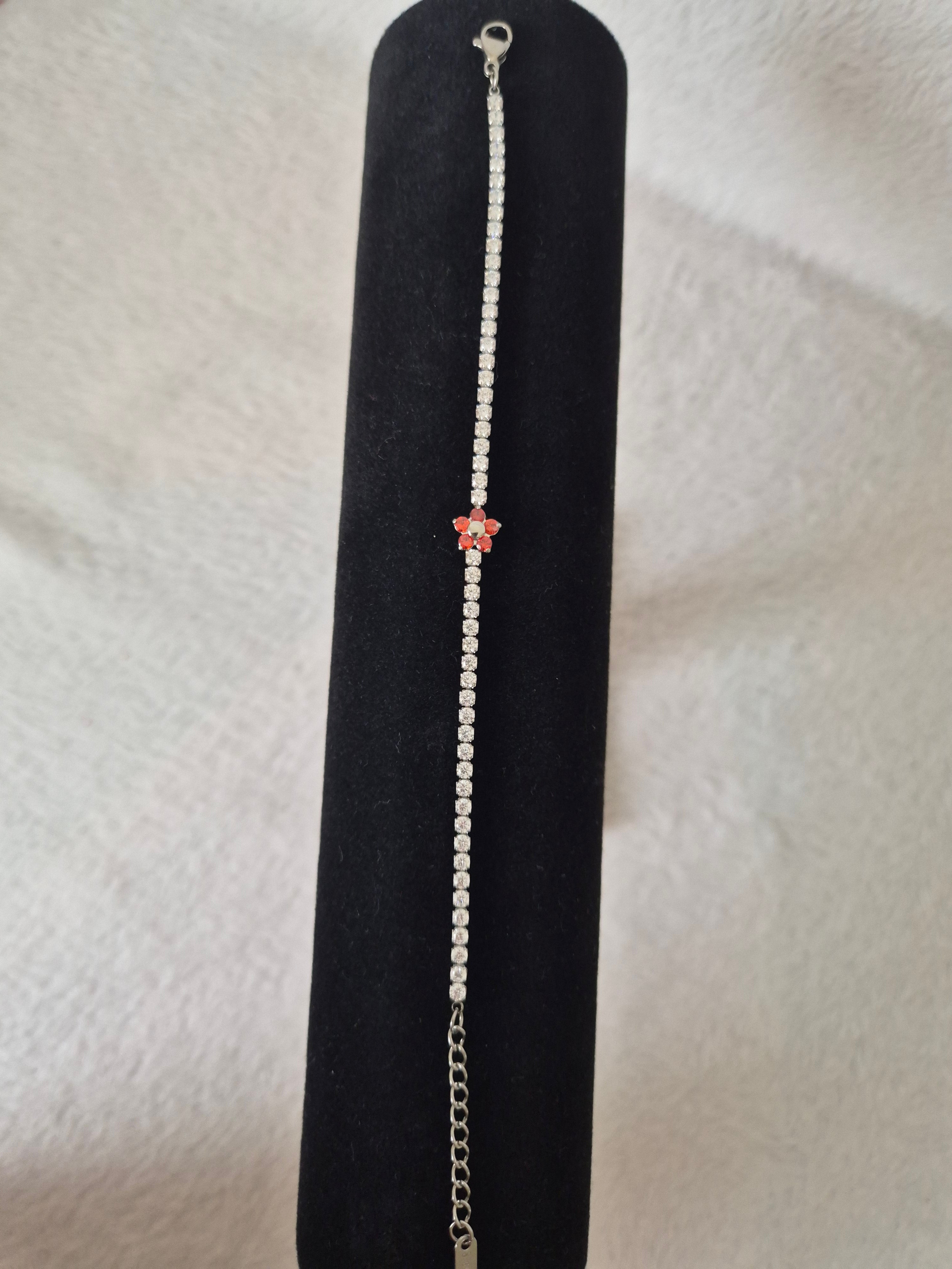 Bracelet fleur rouge
