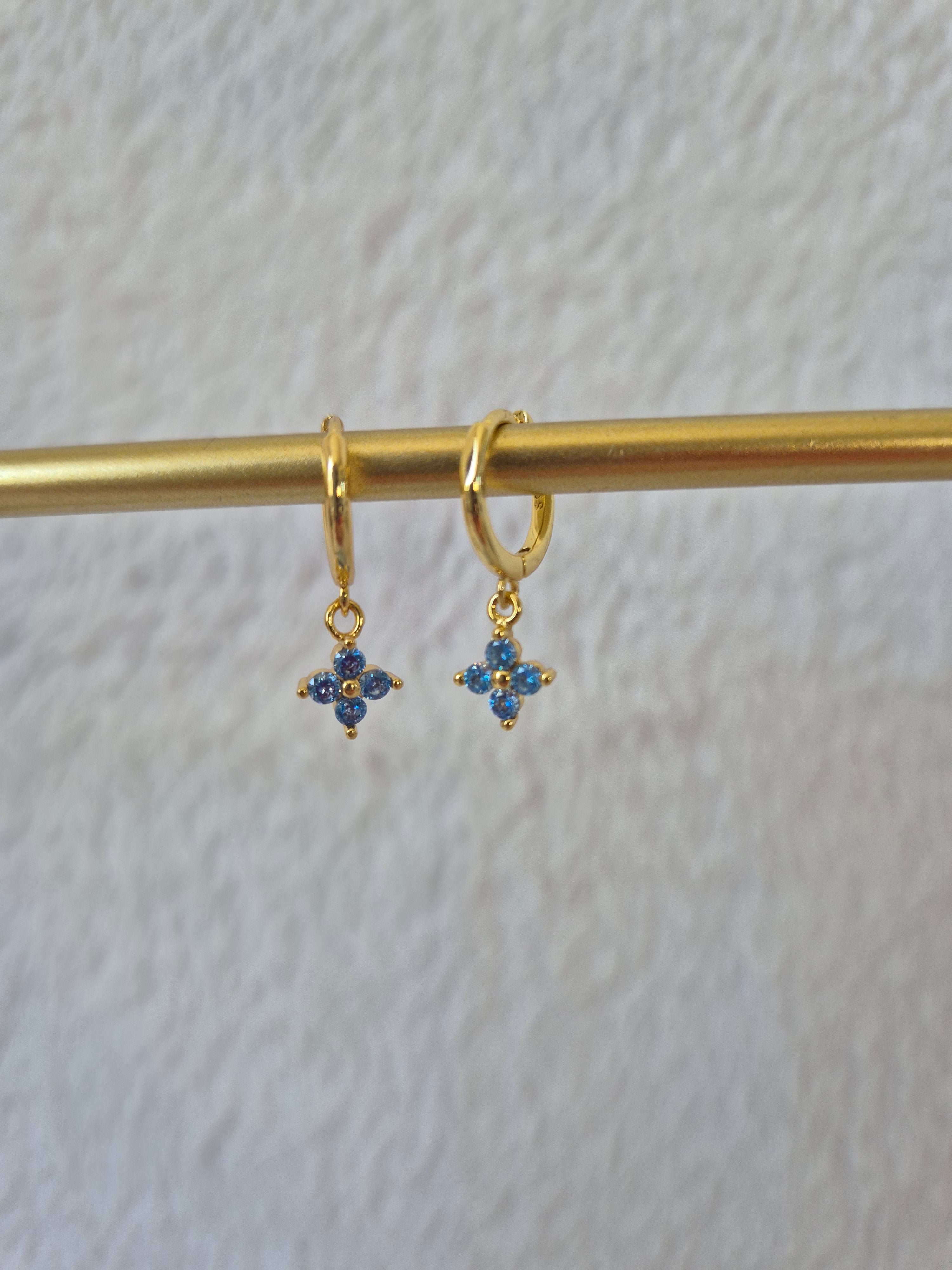 Boucles d'oreilles strass "bleu océan"