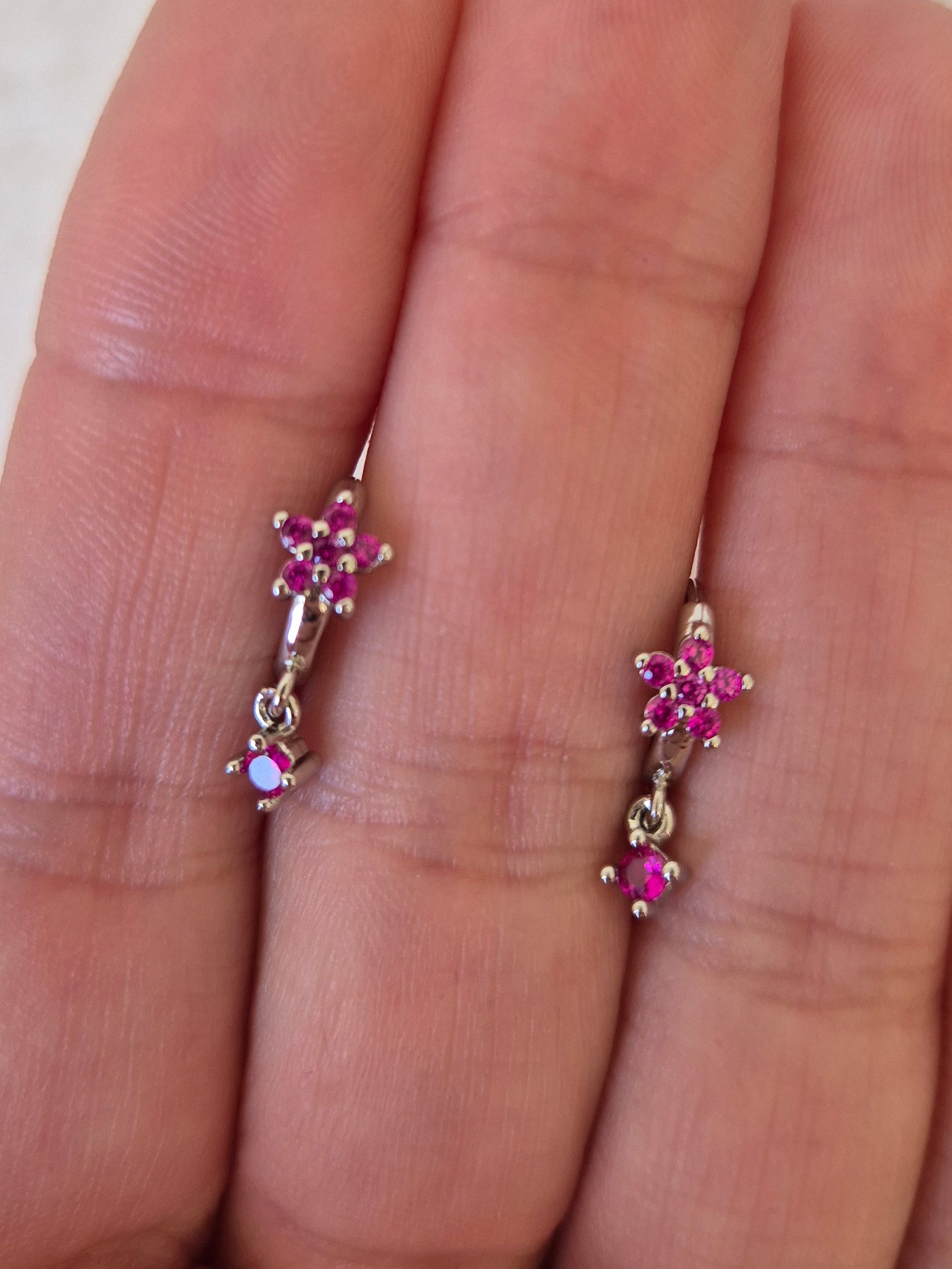 Boucles d'oreilles étoiles strass fuschia