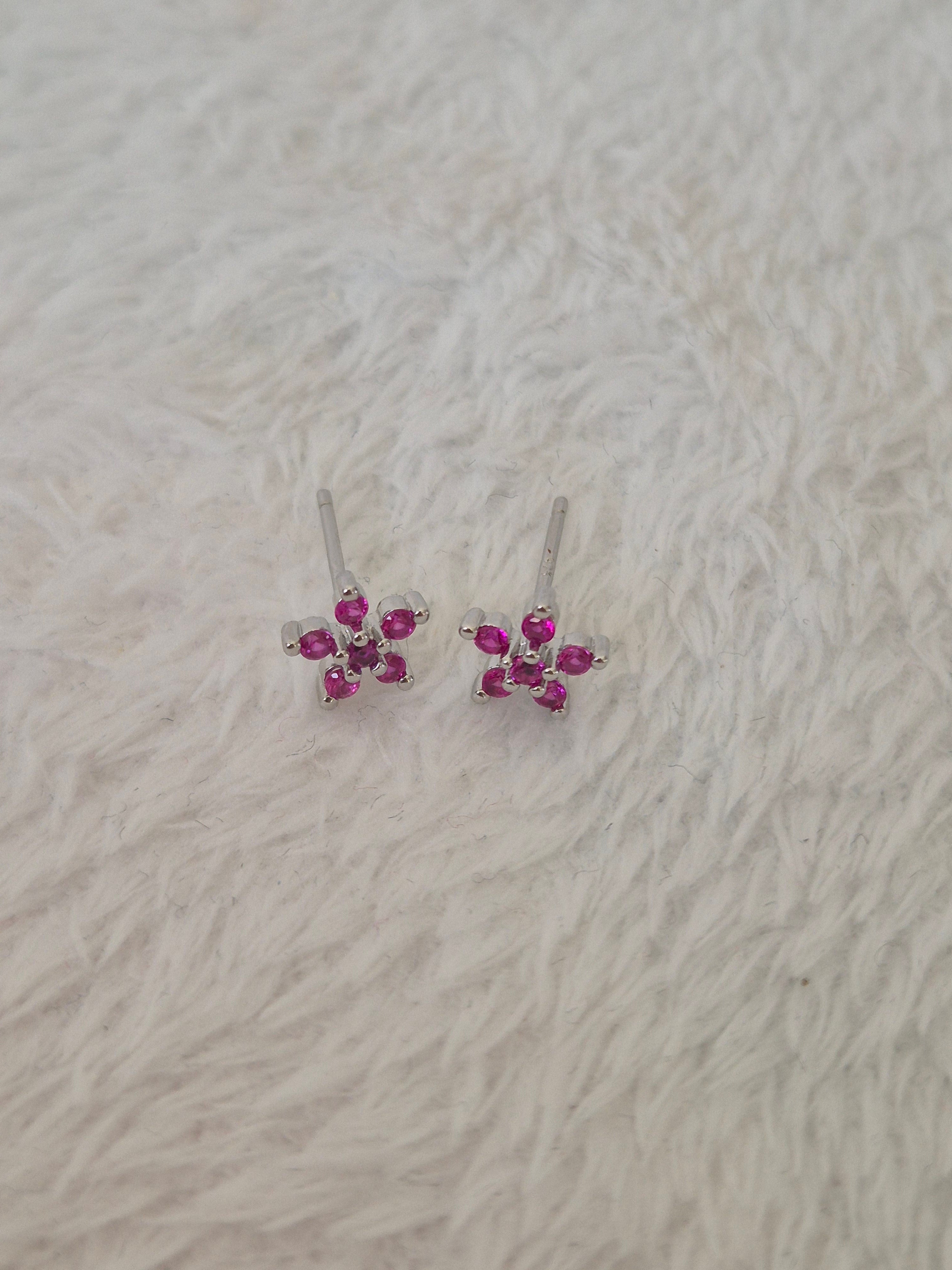 Boucles d'oreilles étoiles fuschia