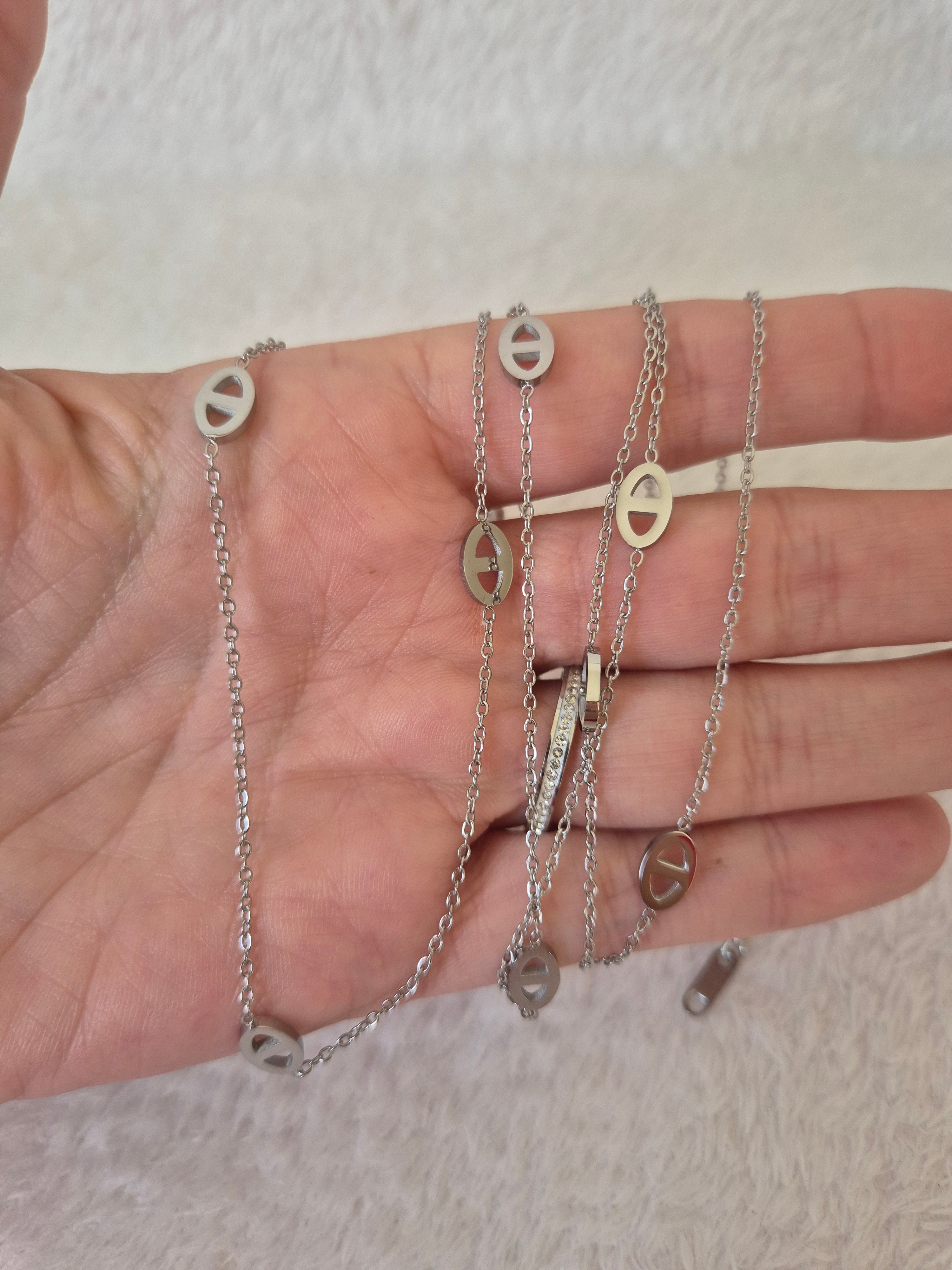 Collier long maille marine