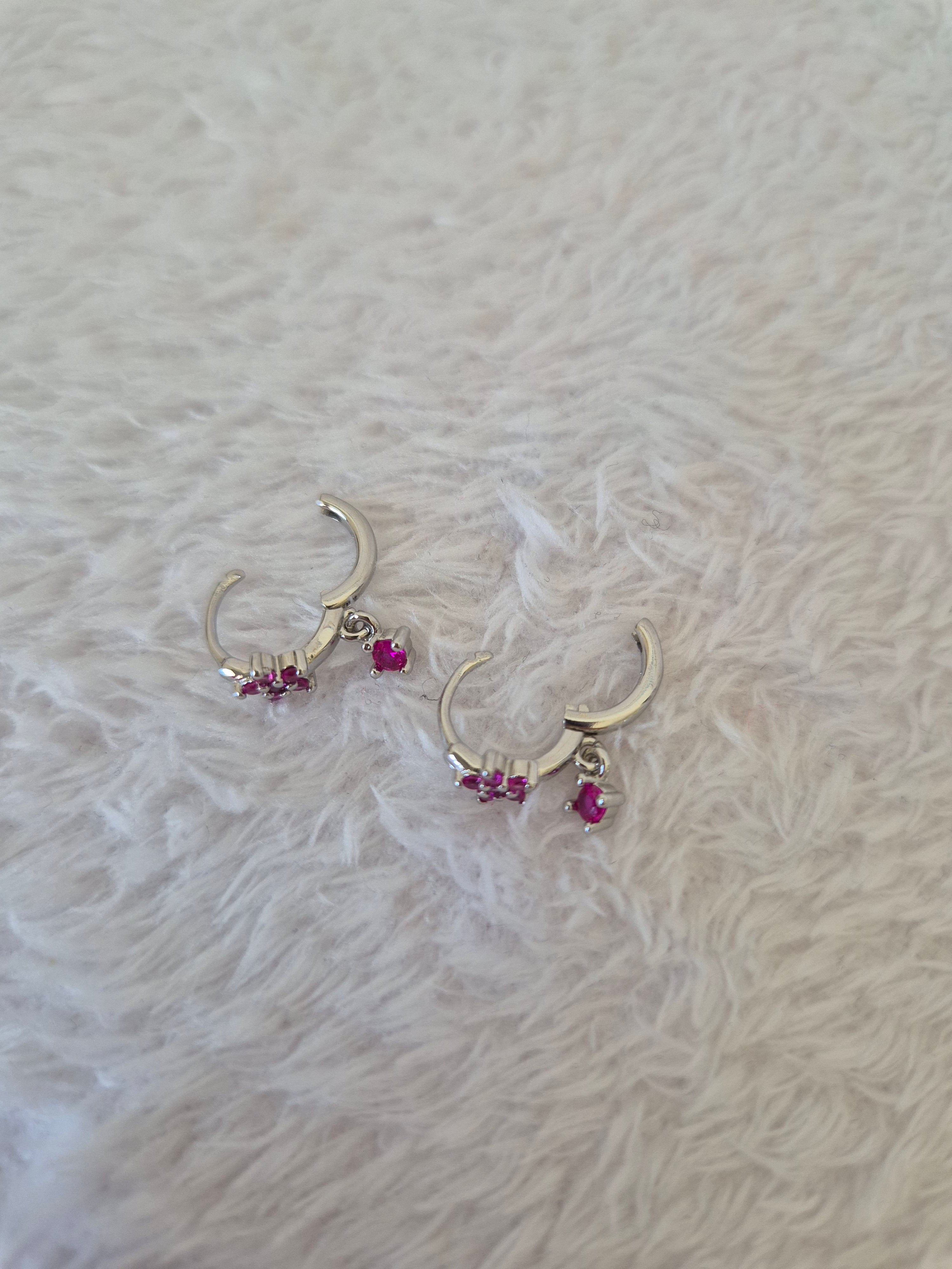 Boucles d'oreilles étoiles strass fuschia