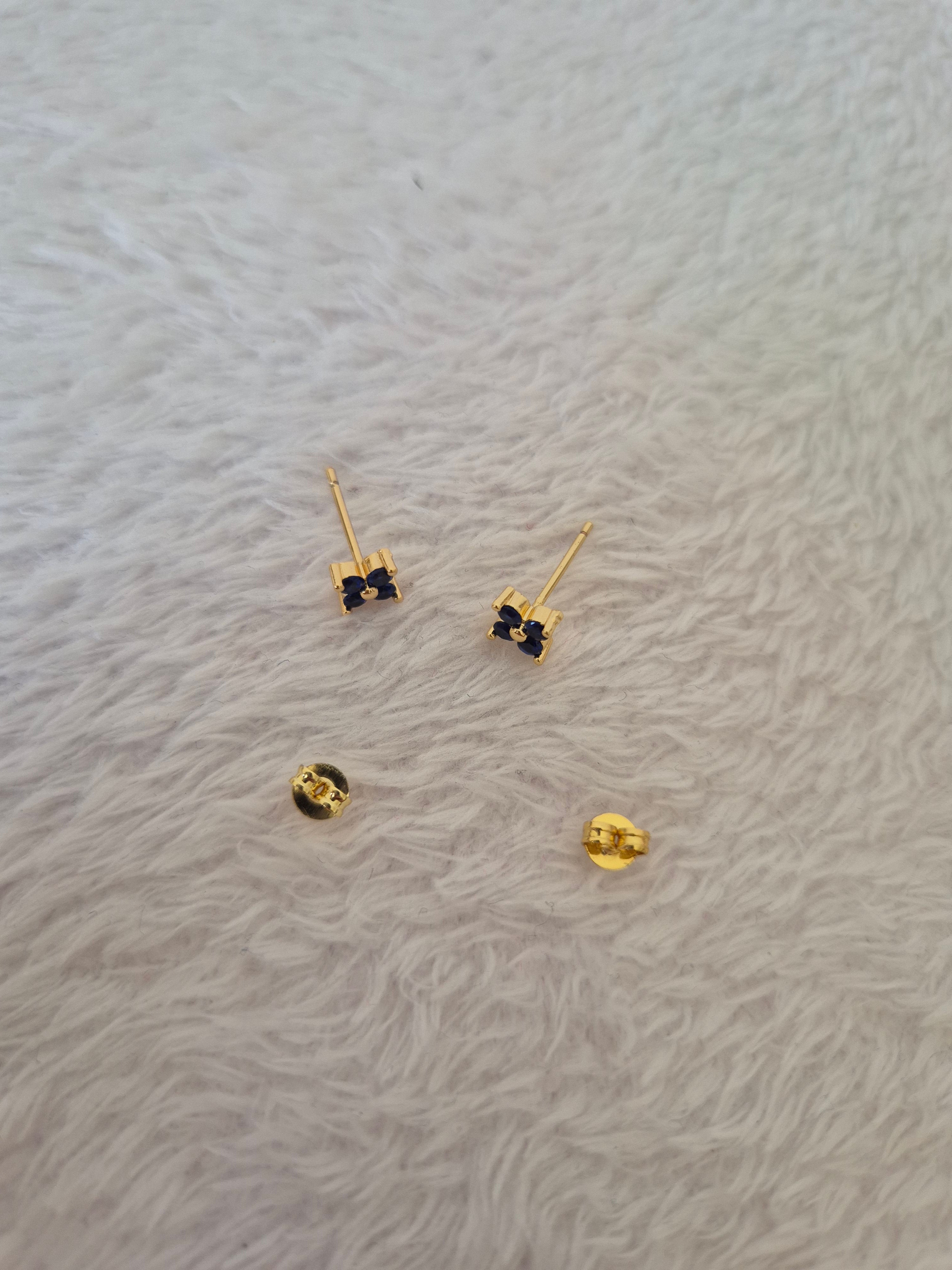 Boucles d'oreilles strass bleus marines