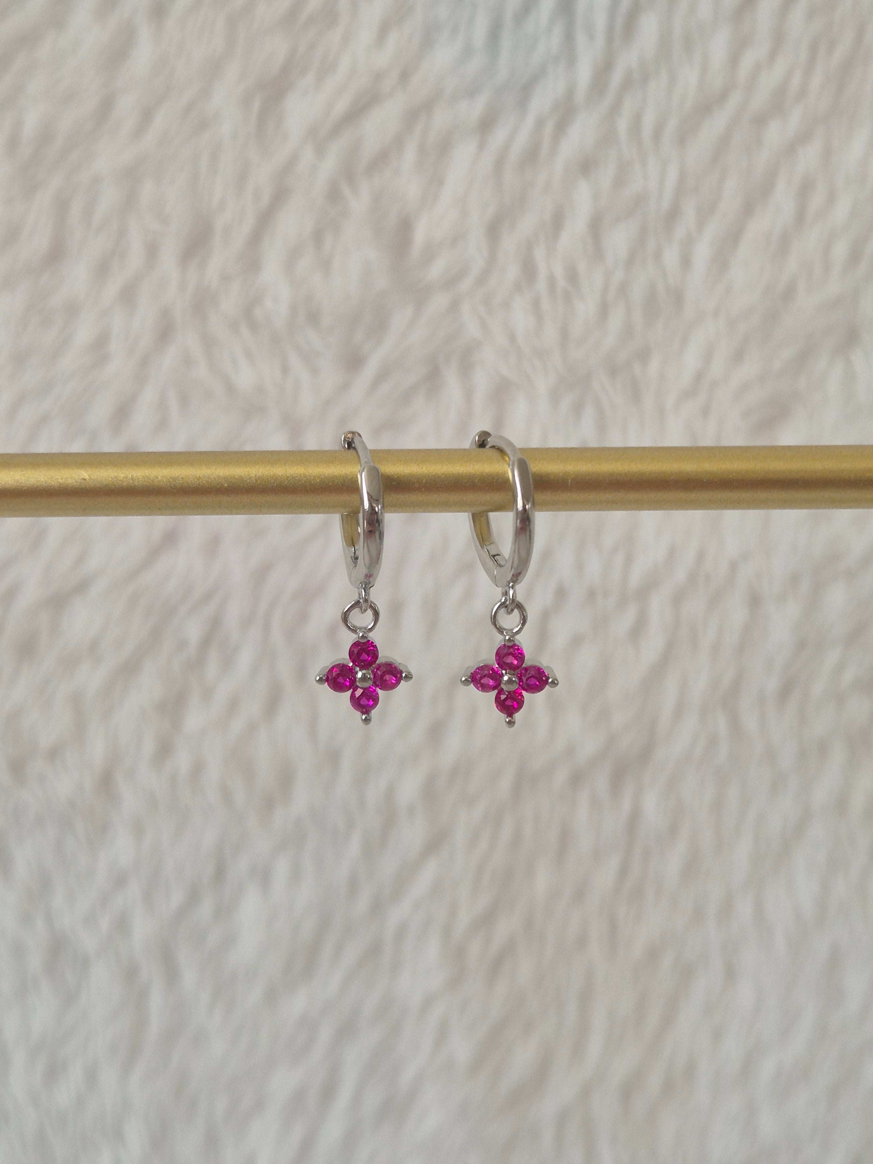 Boucles d'oreilles strass fuschia