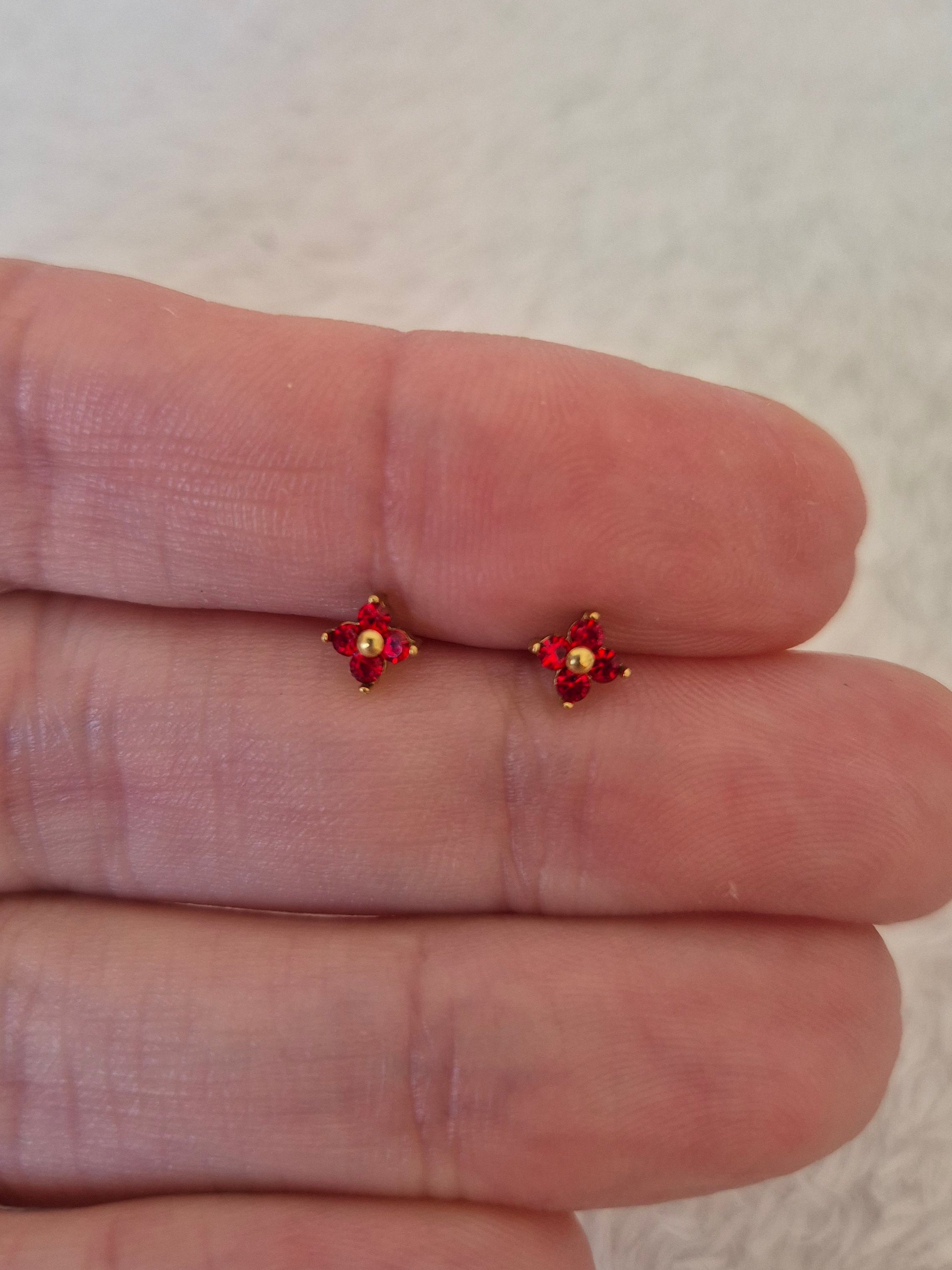 Boucles d'oreilles strass rouges
