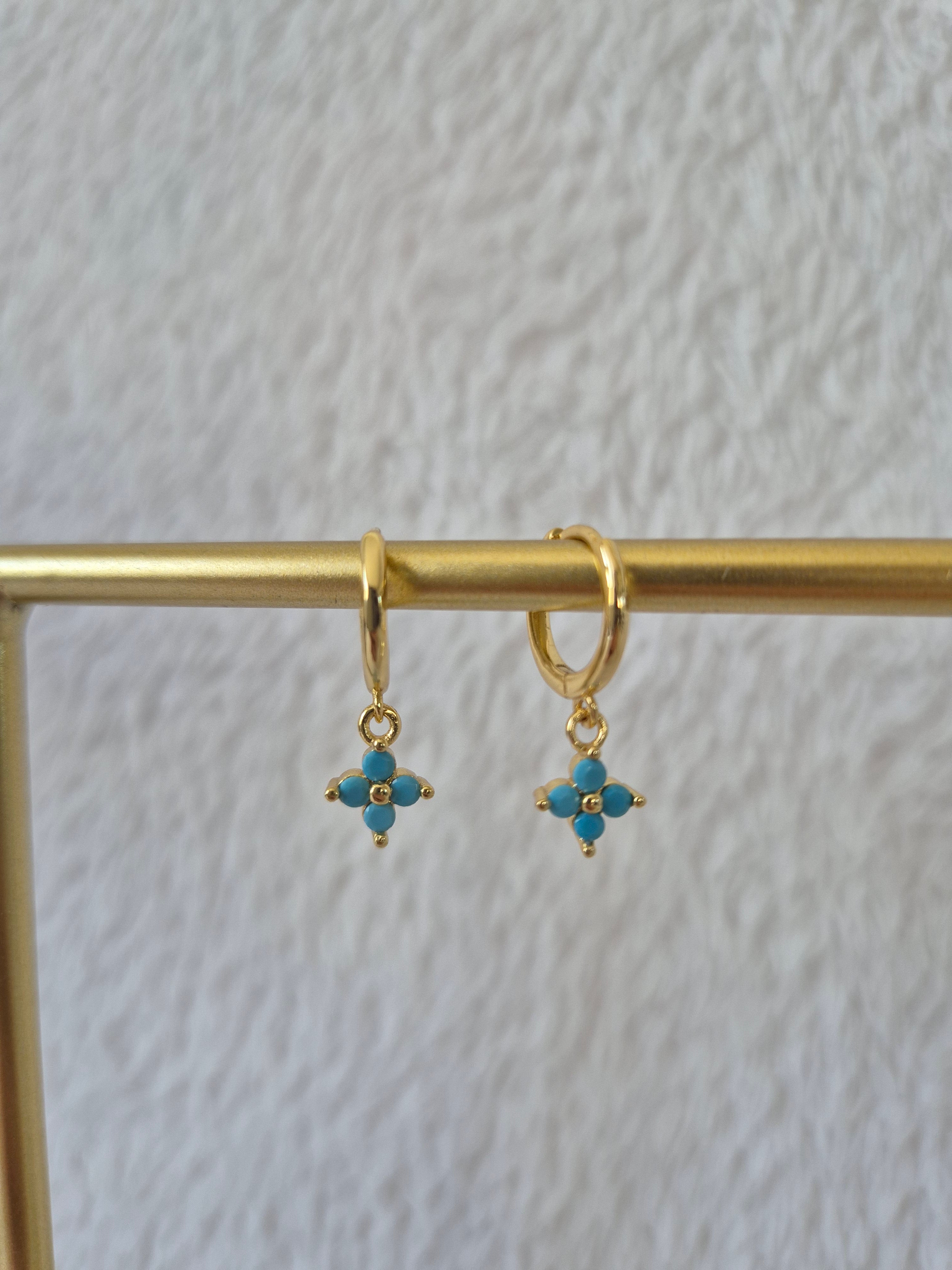 Boucles d'oreilles strass bleus