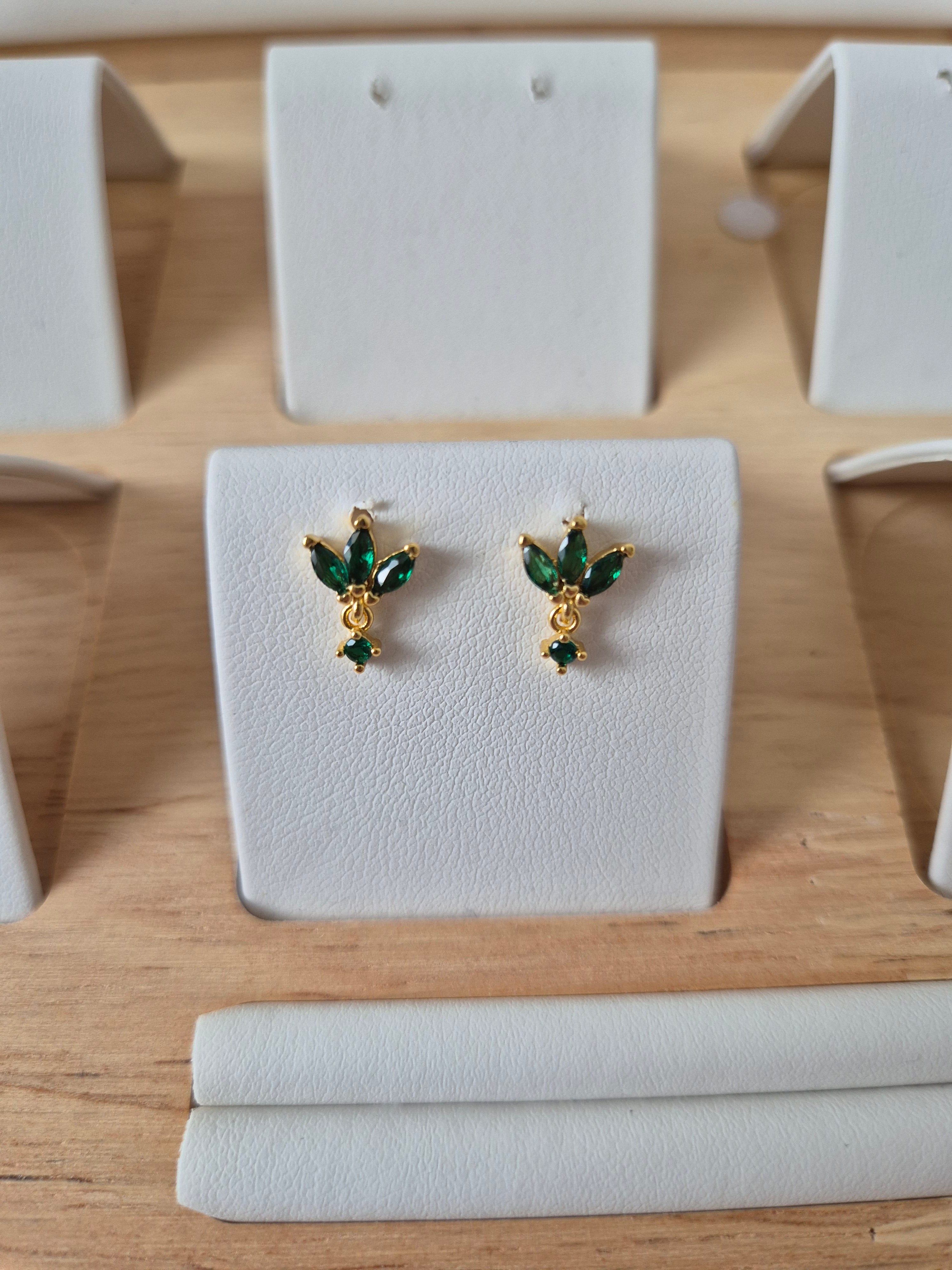 Boucles d'oreilles strass verts