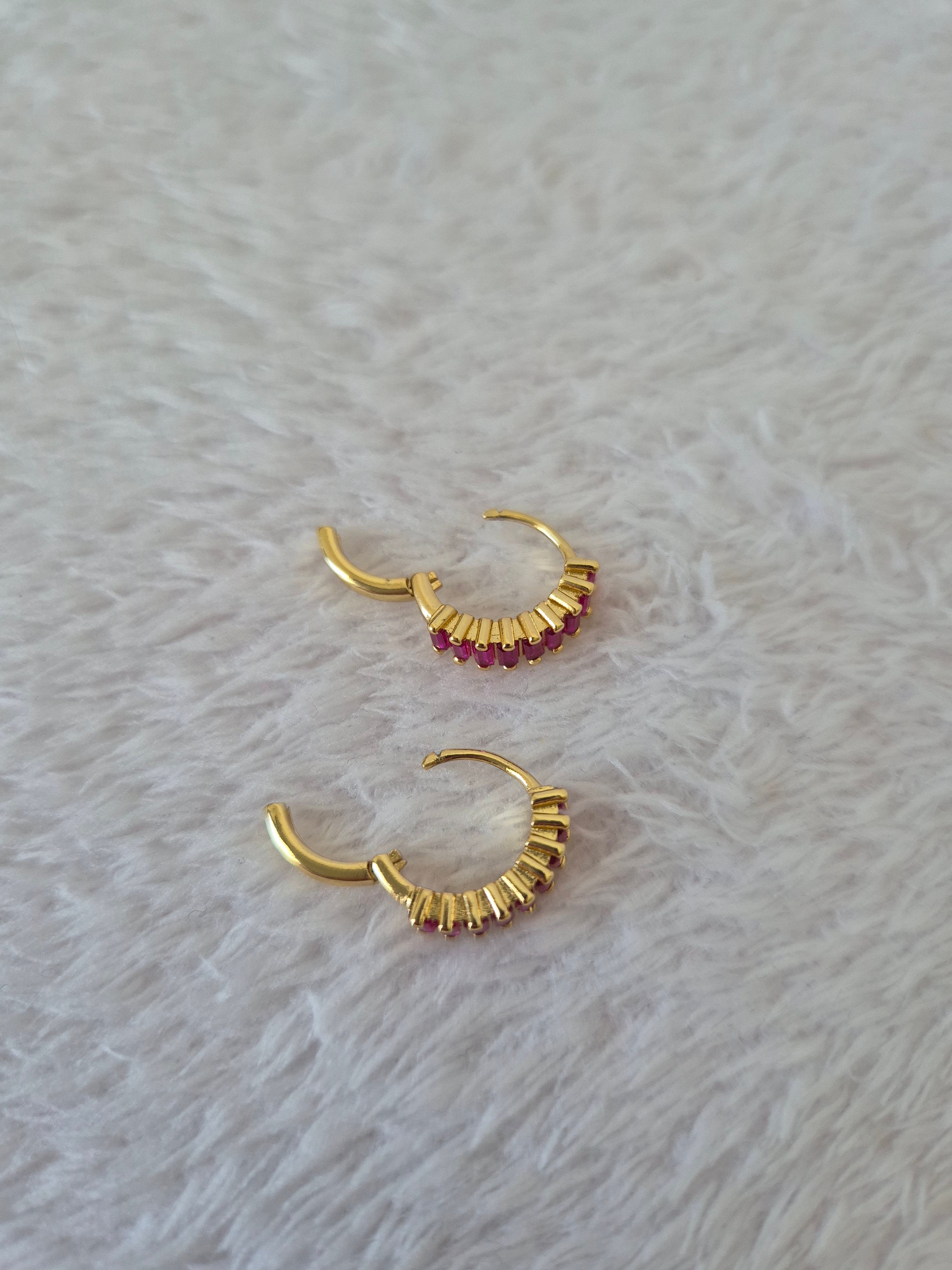 Boucles d'oreilles strass fuschia
