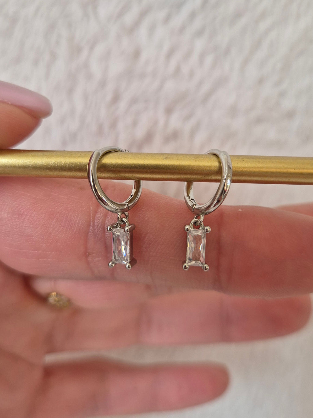 Boucles d'oreilles strass rectangulaires