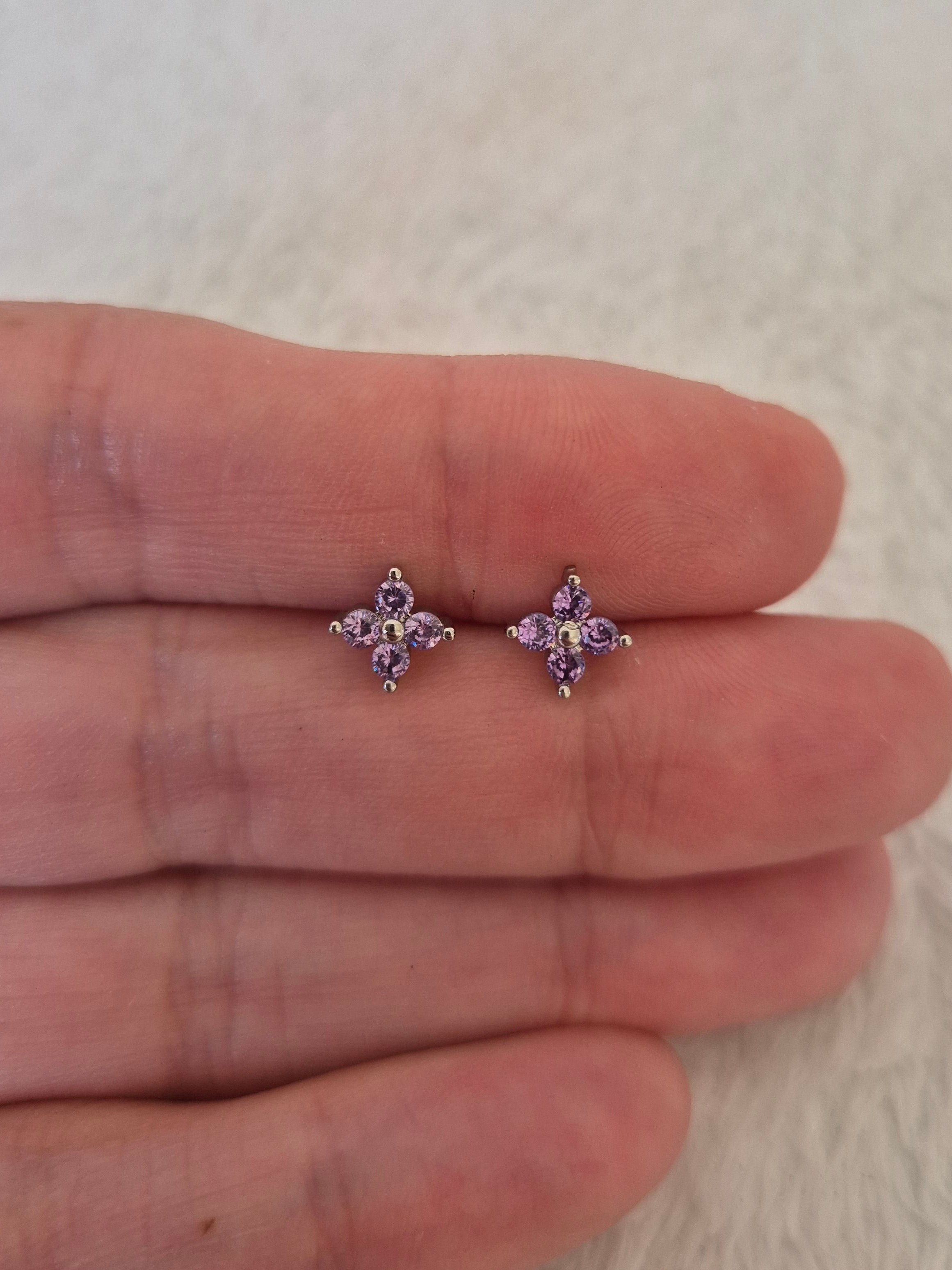 Boucles d'oreilles strass violets