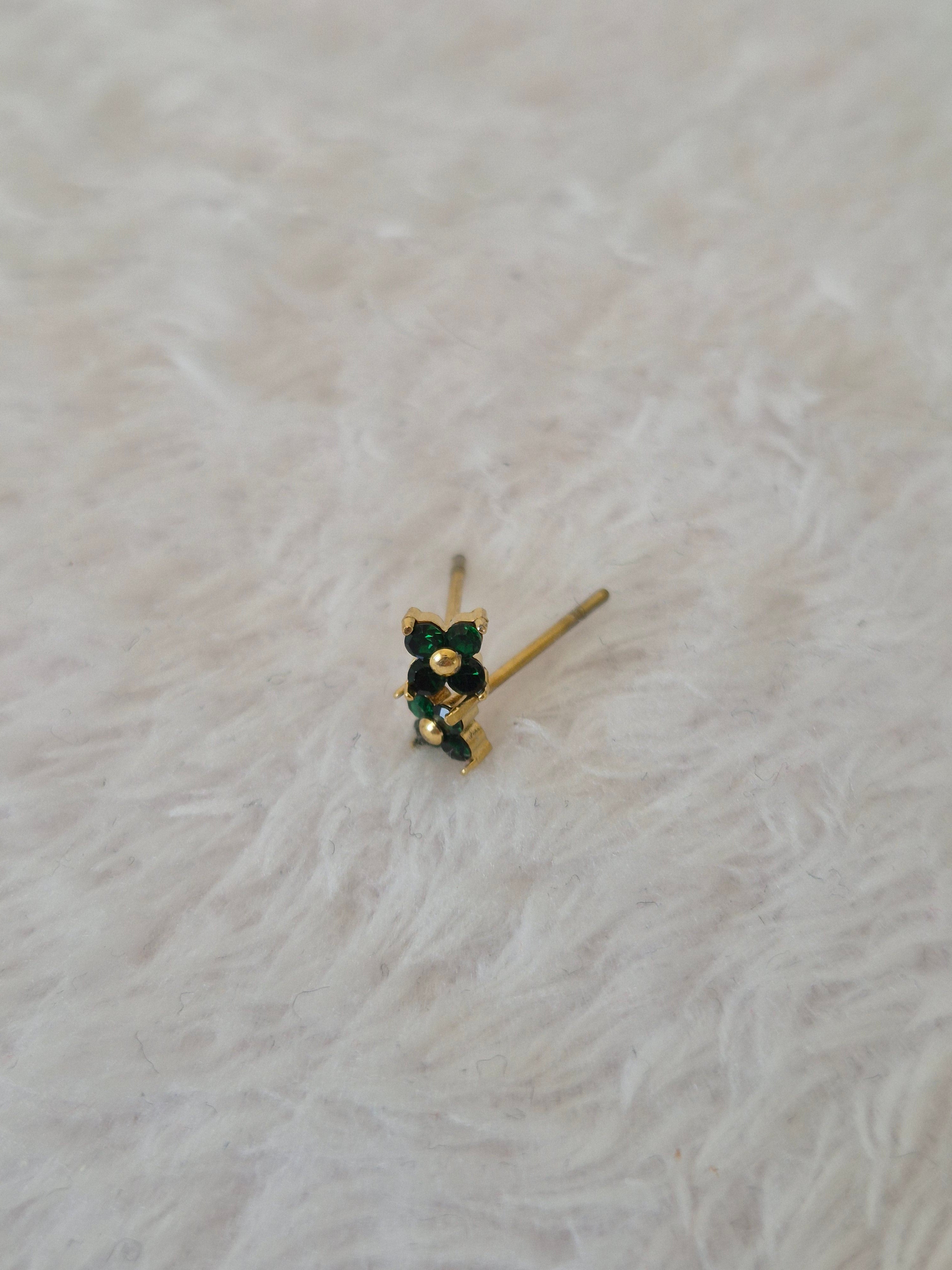 Boucles d'oreilles strass verts