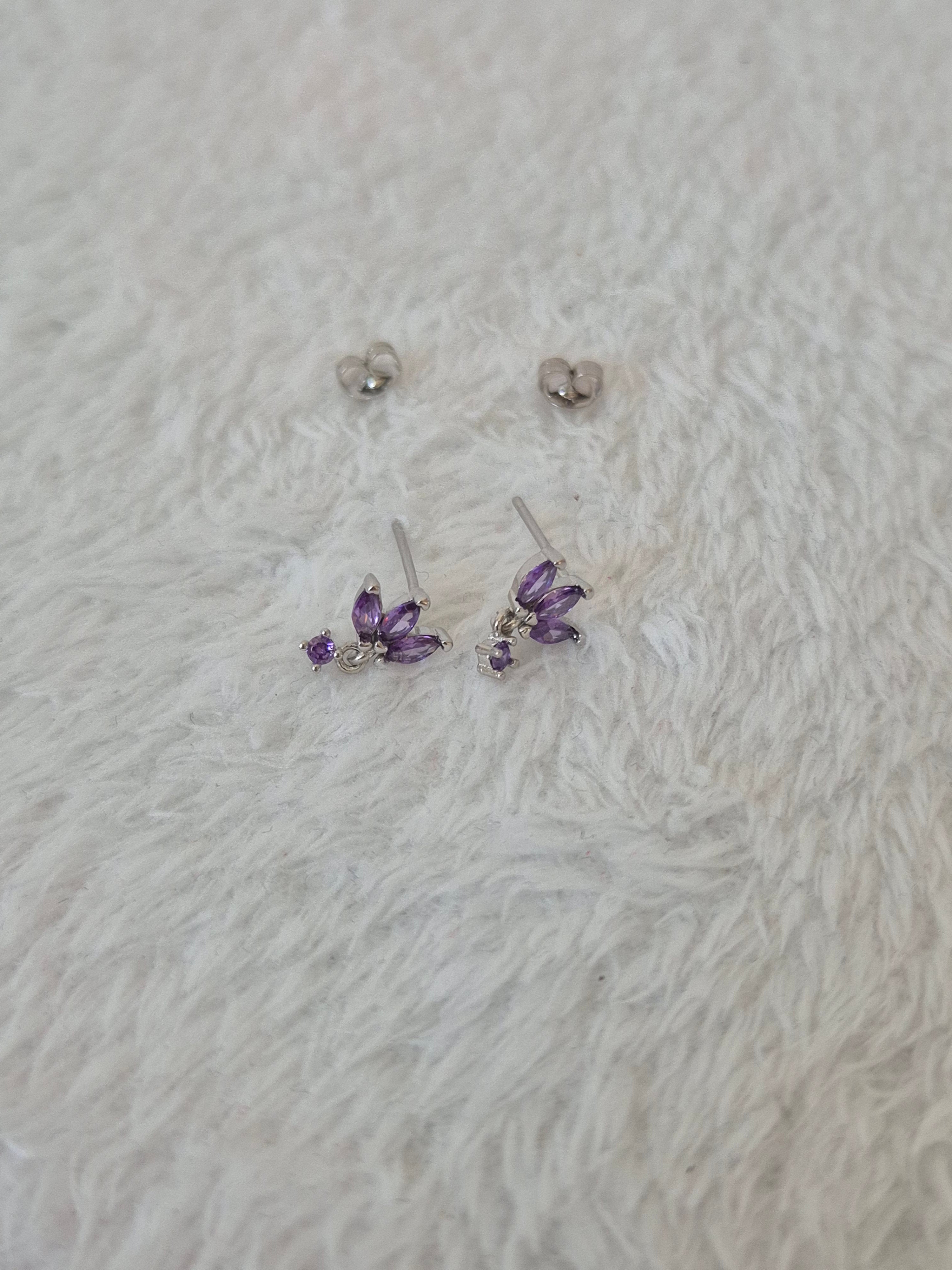 Boucles d'oreilles strass violets