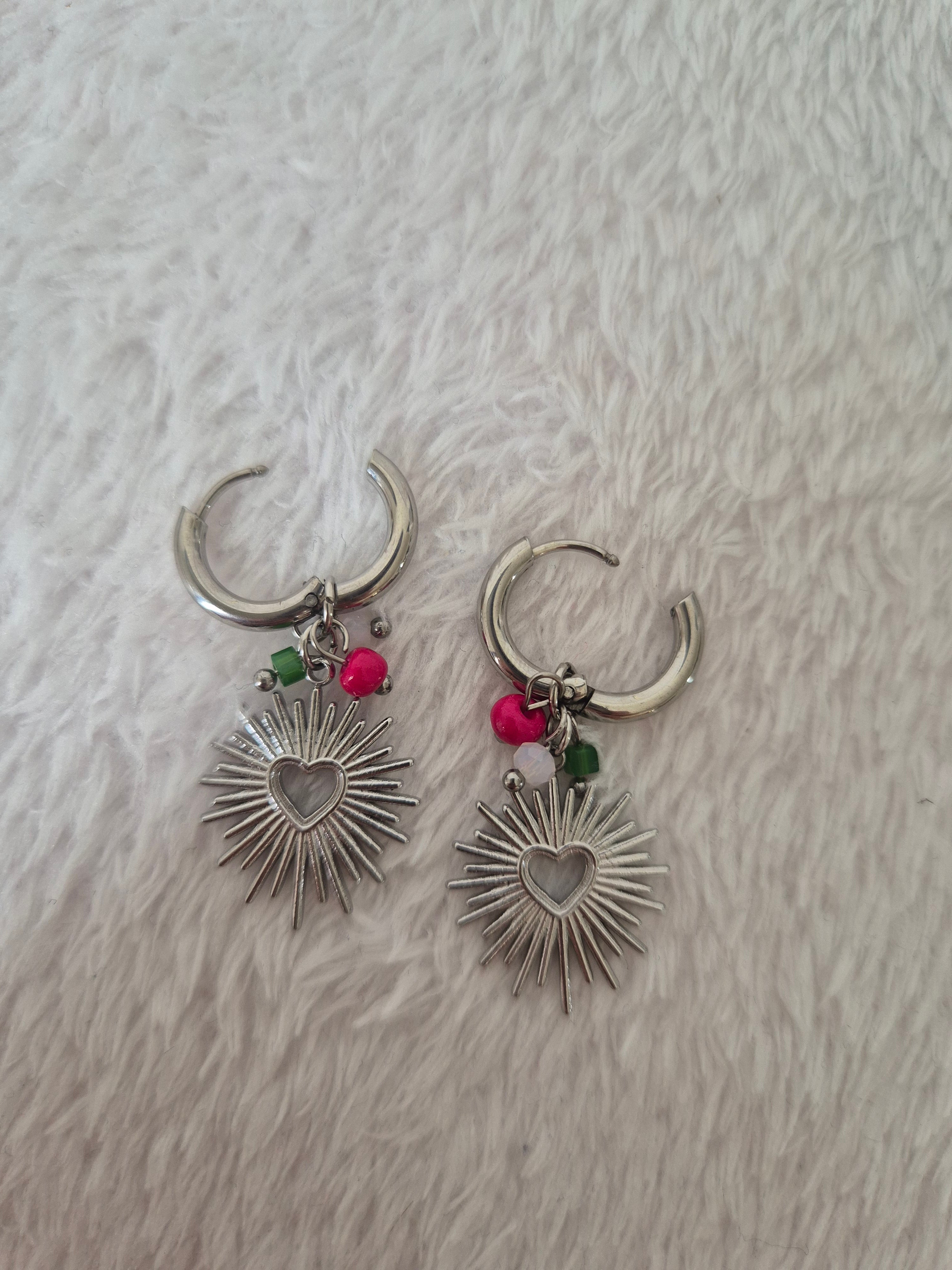 Boucles d'oreilles cœurs soleils
