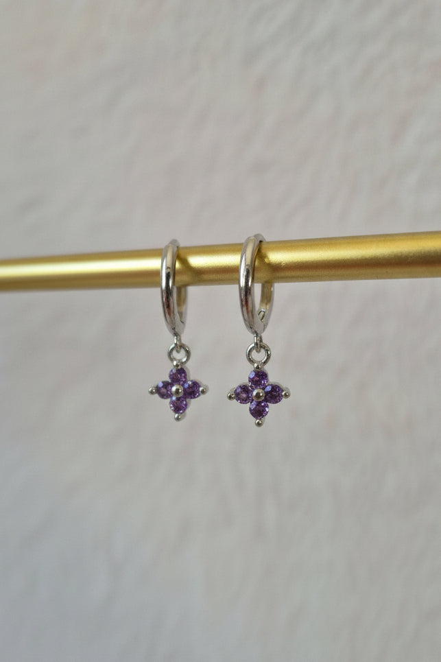Boucles d'oreilles strass violets