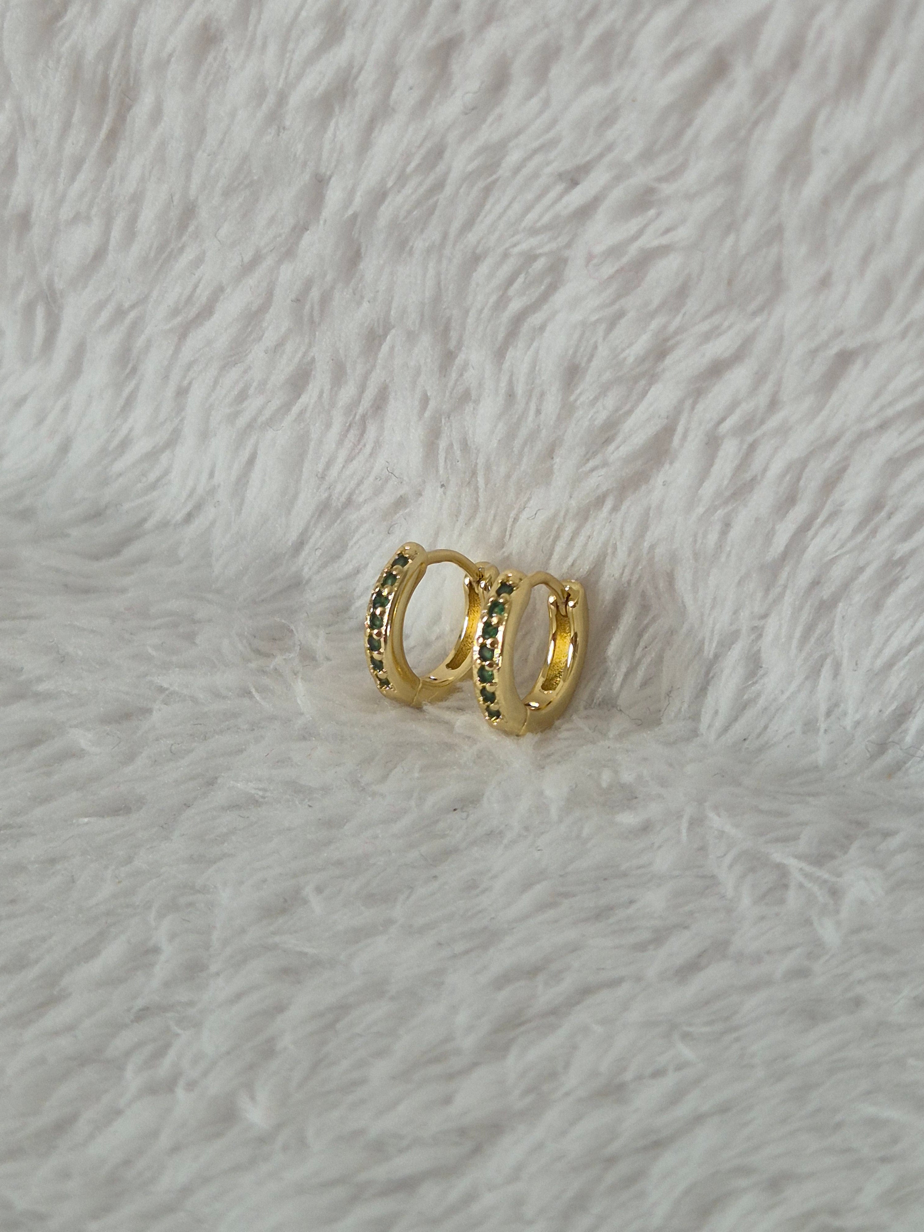 Mini créoles strass verts