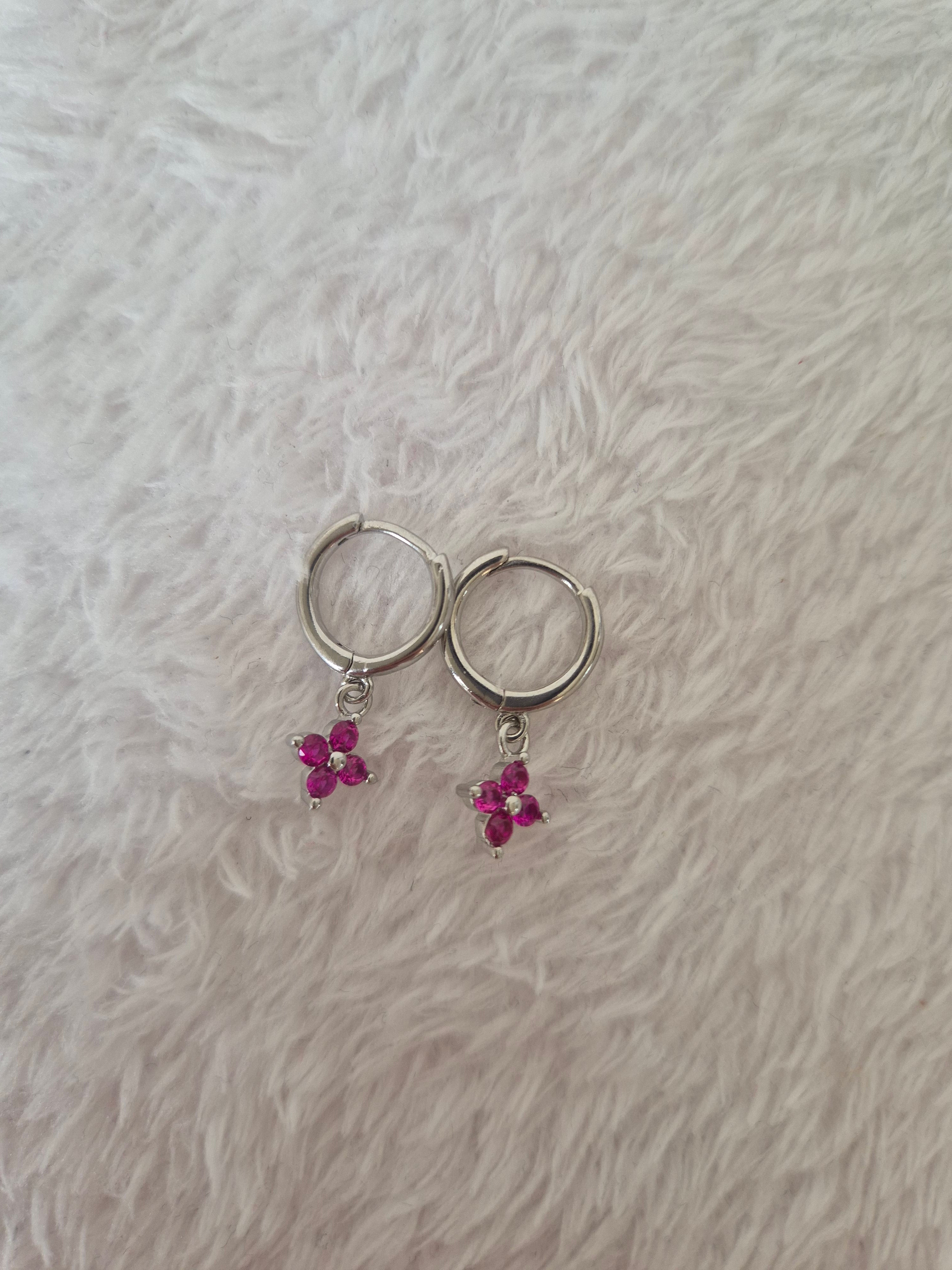 Boucles d'oreilles strass fuschia