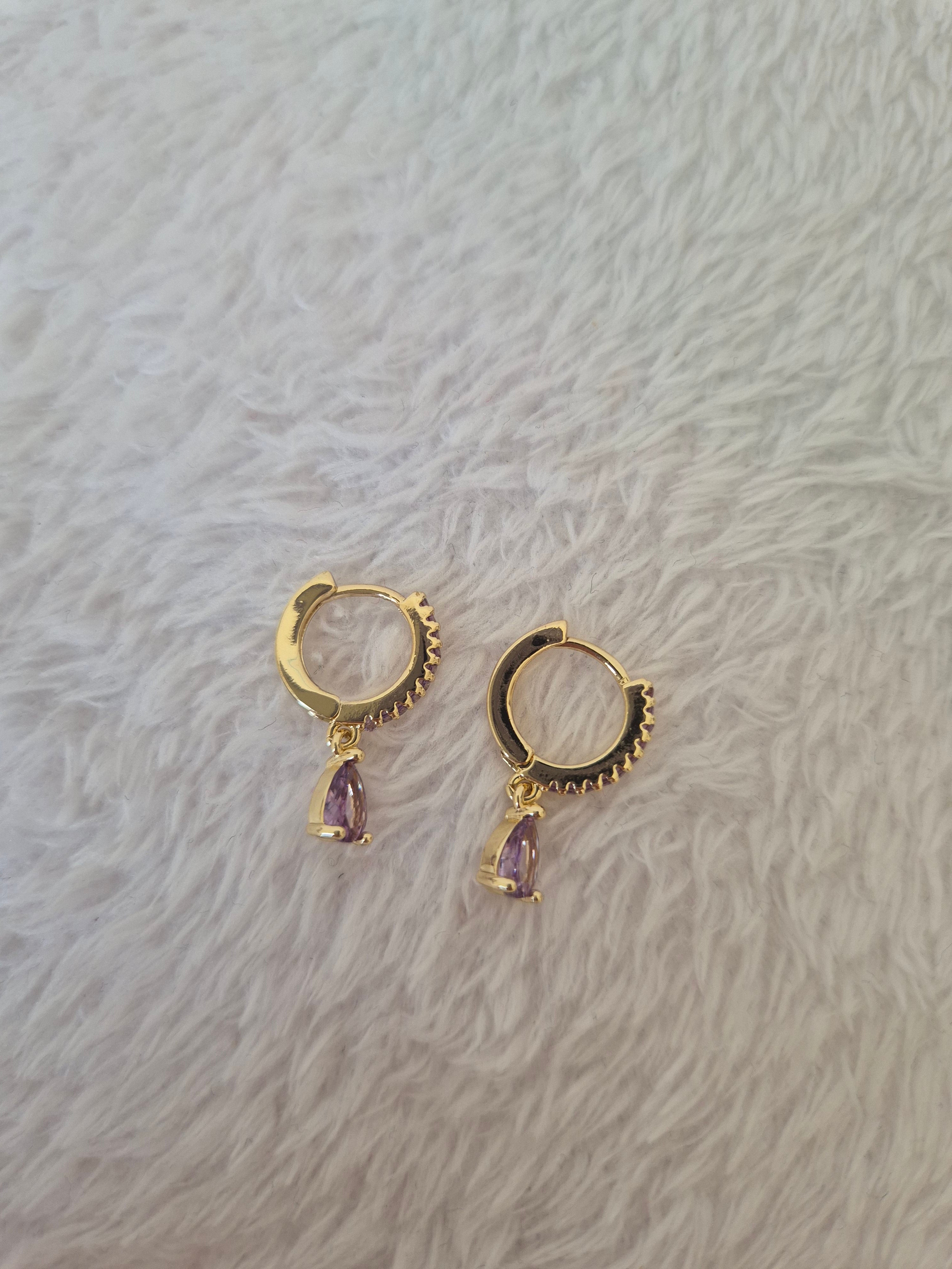 Boucles d'oreilles strass violets