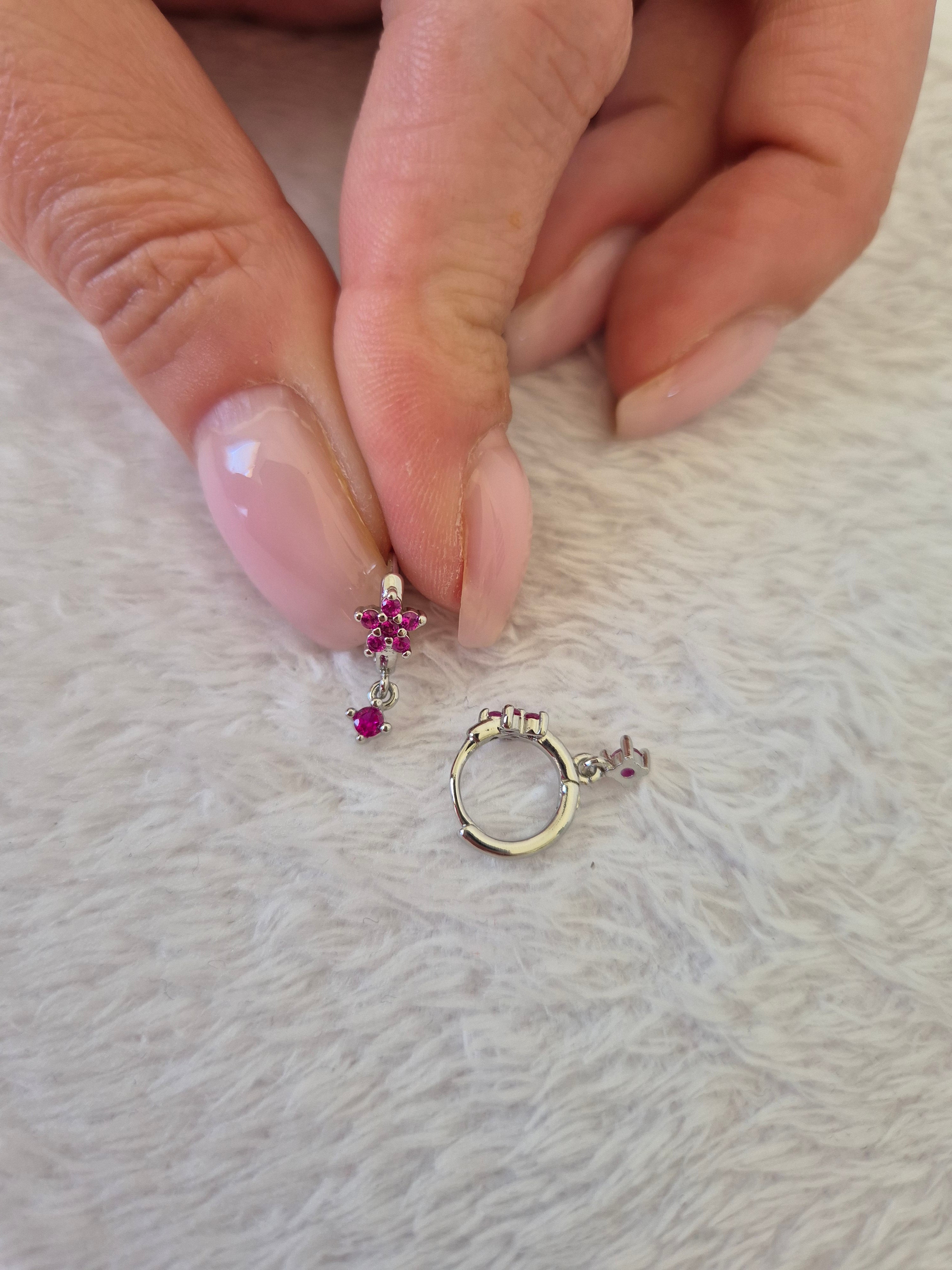 Boucles d'oreilles étoiles strass fuschia