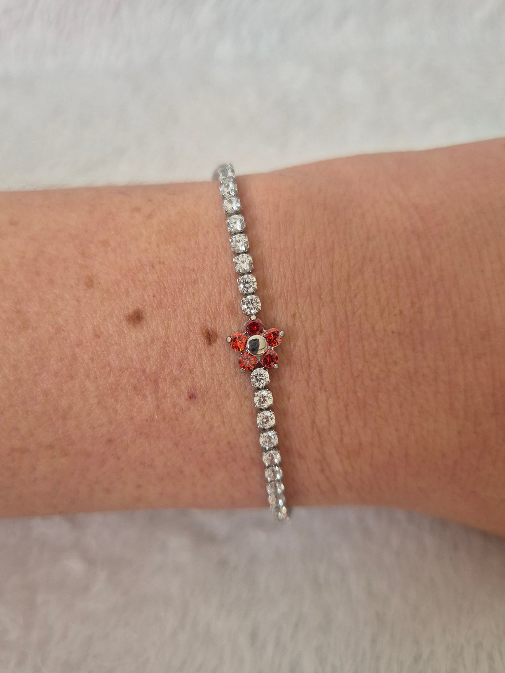 Bracelet fleur rouge