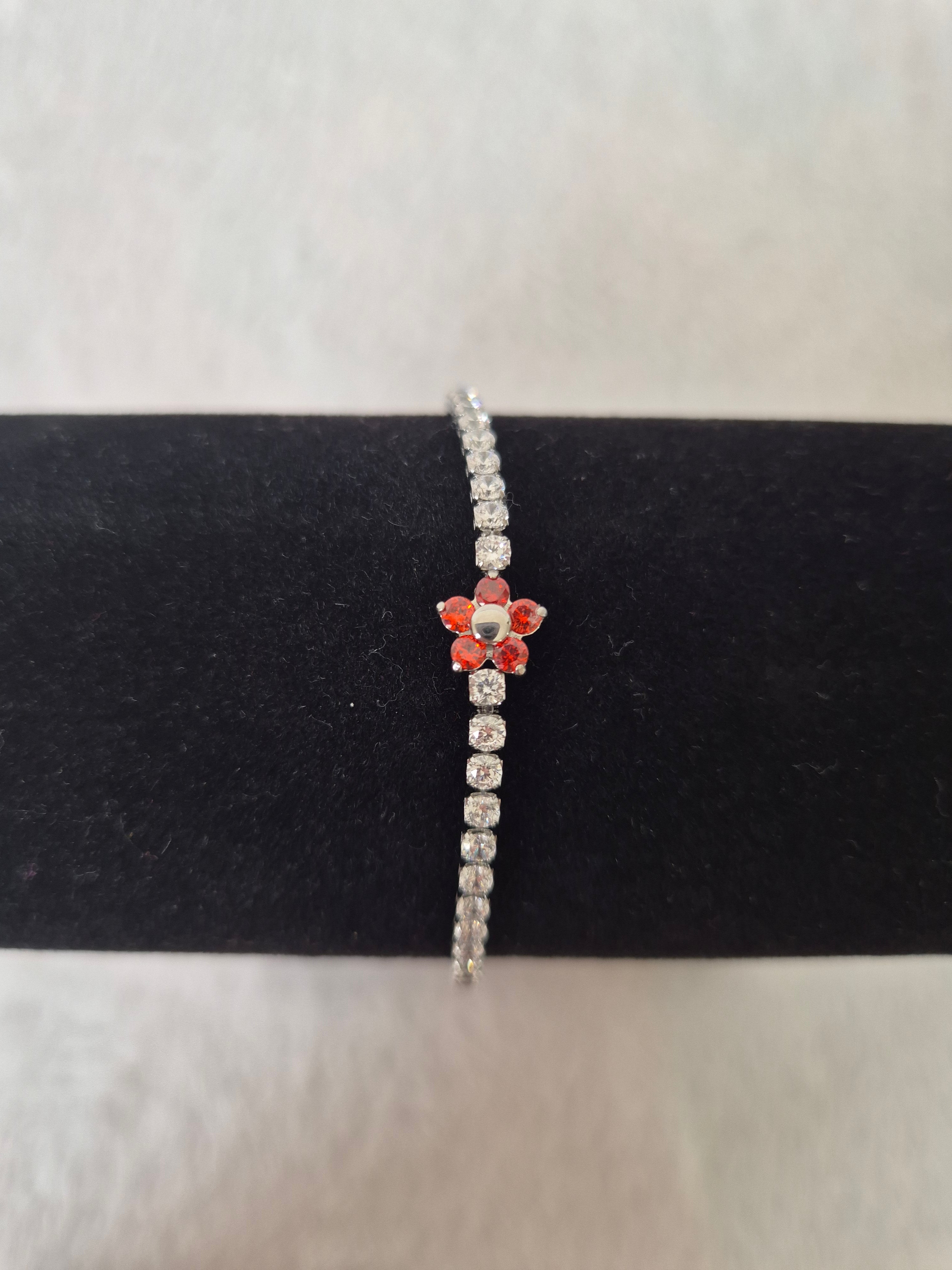 Bracelet fleur rouge