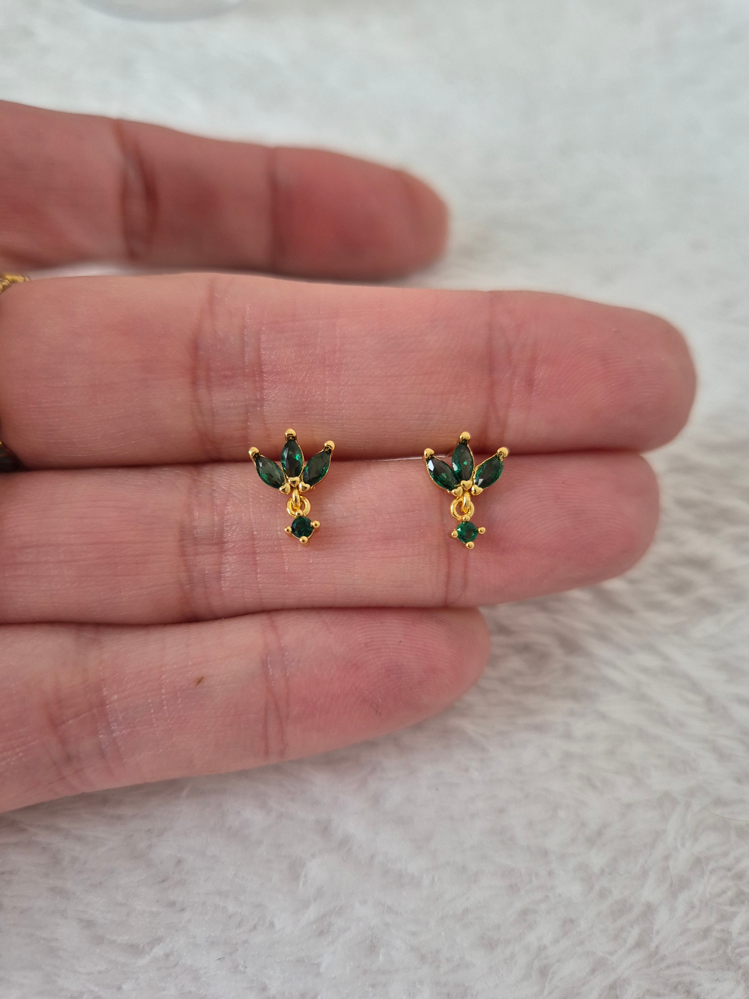 Boucles d'oreilles strass verts