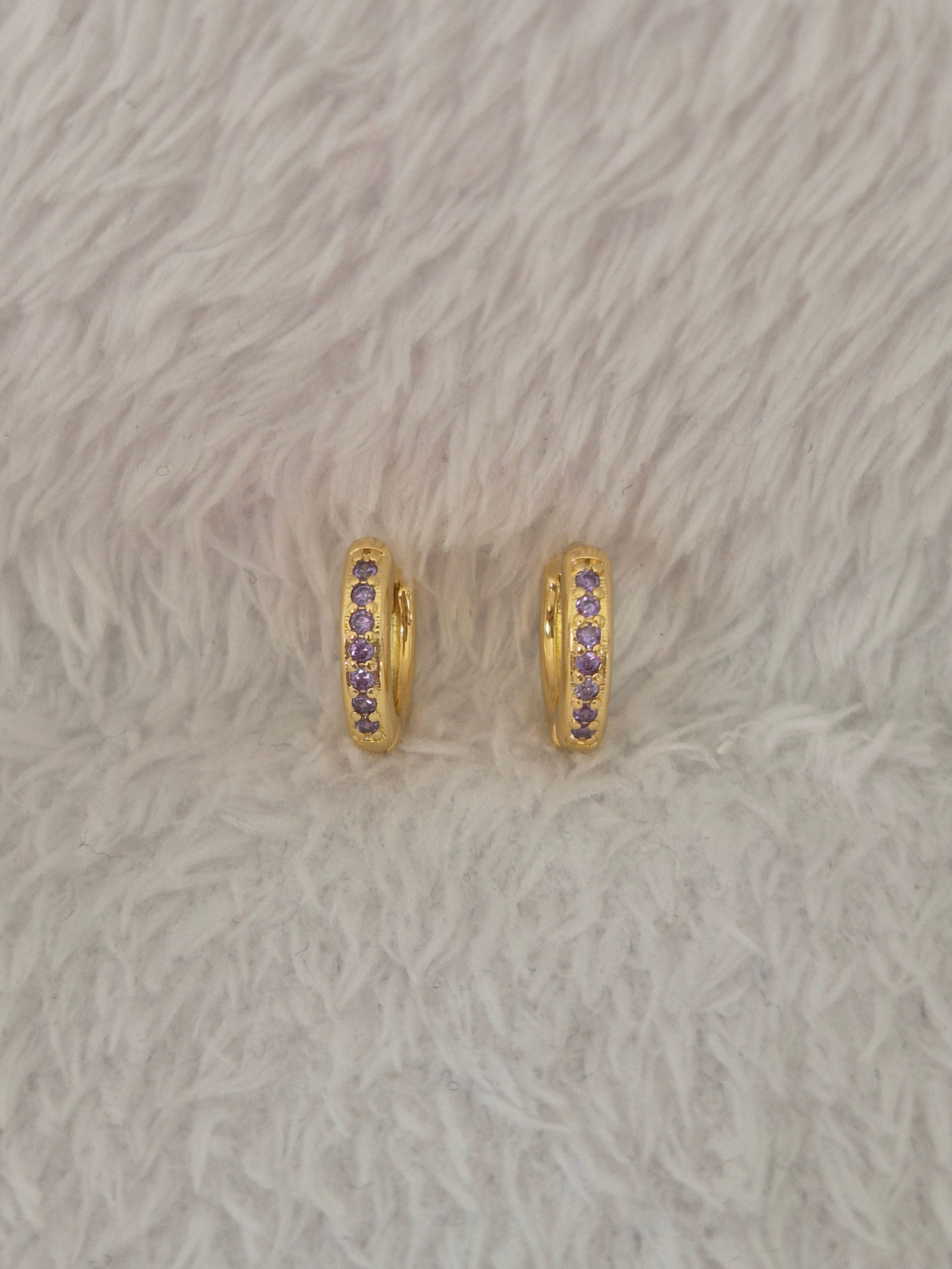 Boucles d'oreilles strass violets