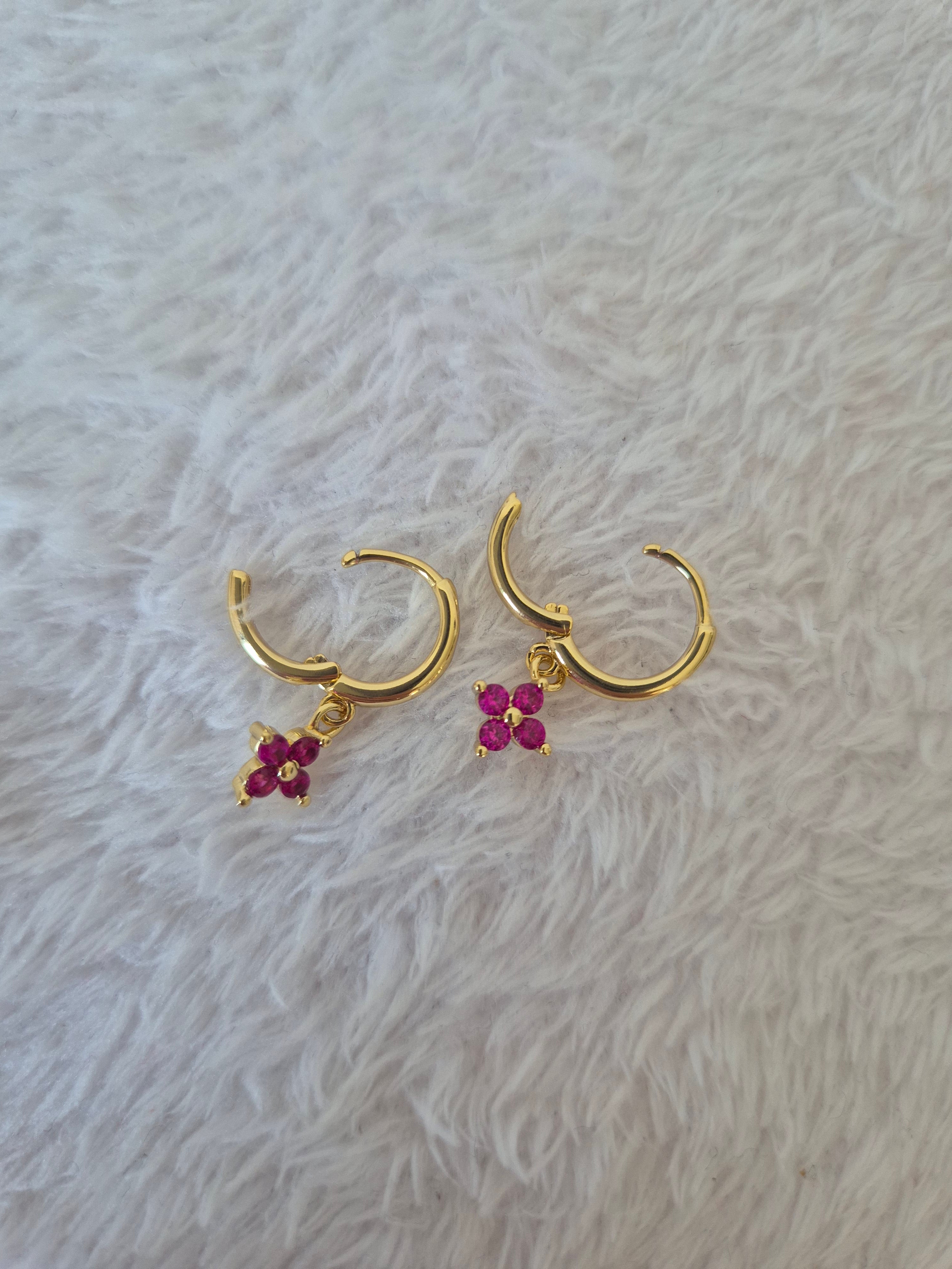 Boucles d'oreilles strass fuschia