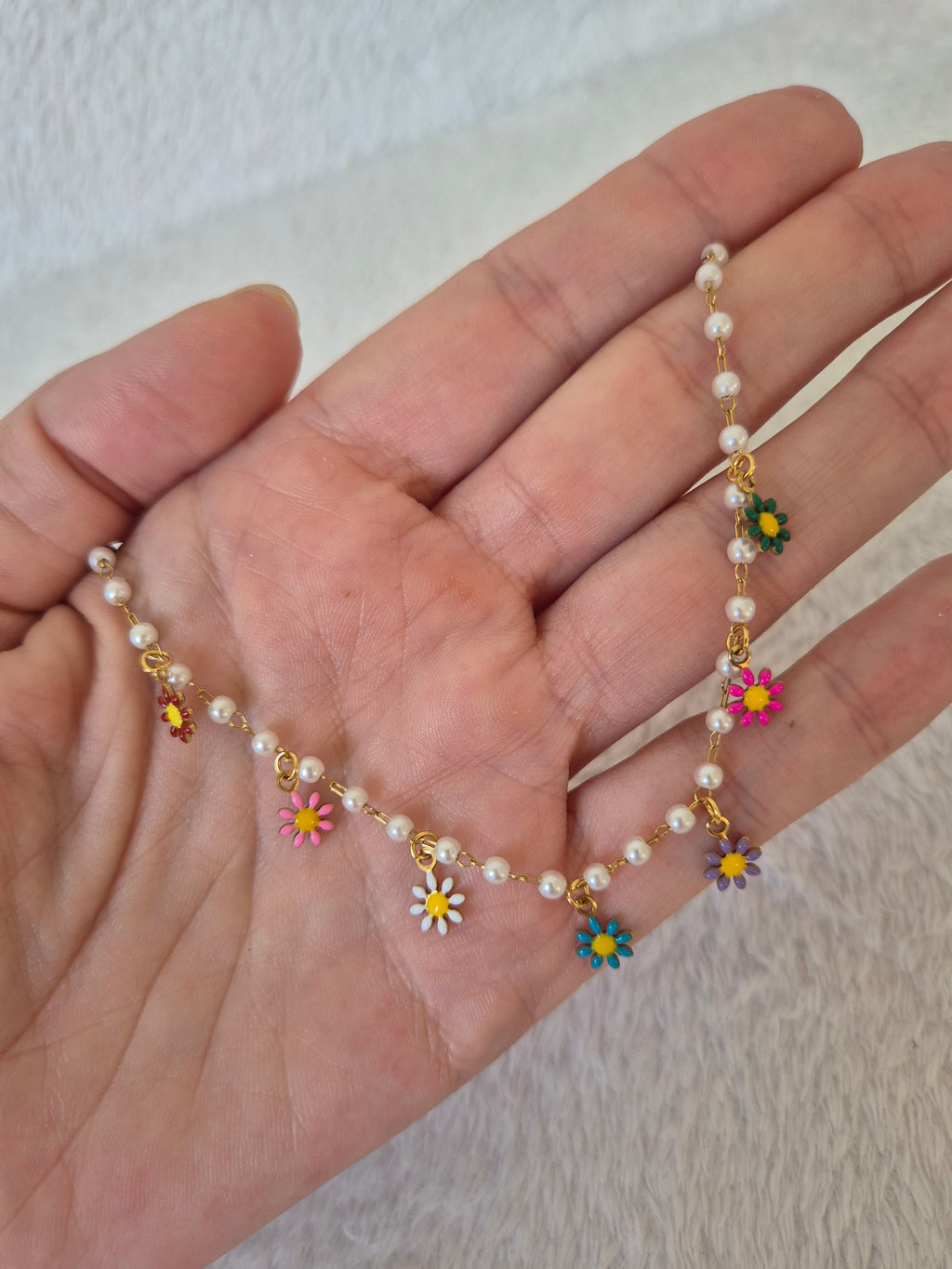 Bracelet de cheville fleurs multicolores