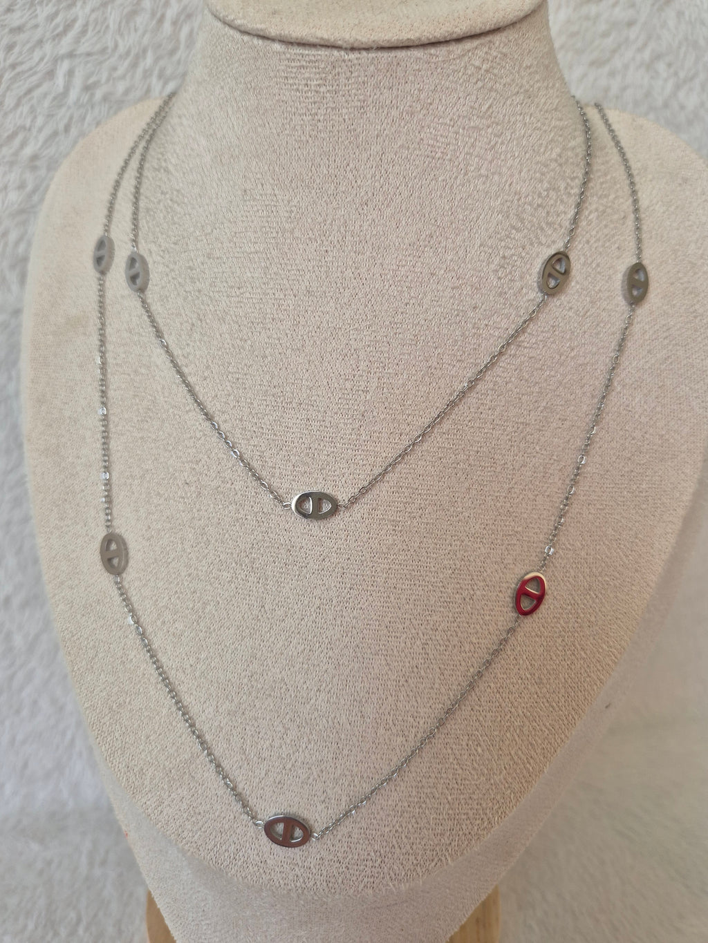 Collier long maille marine
