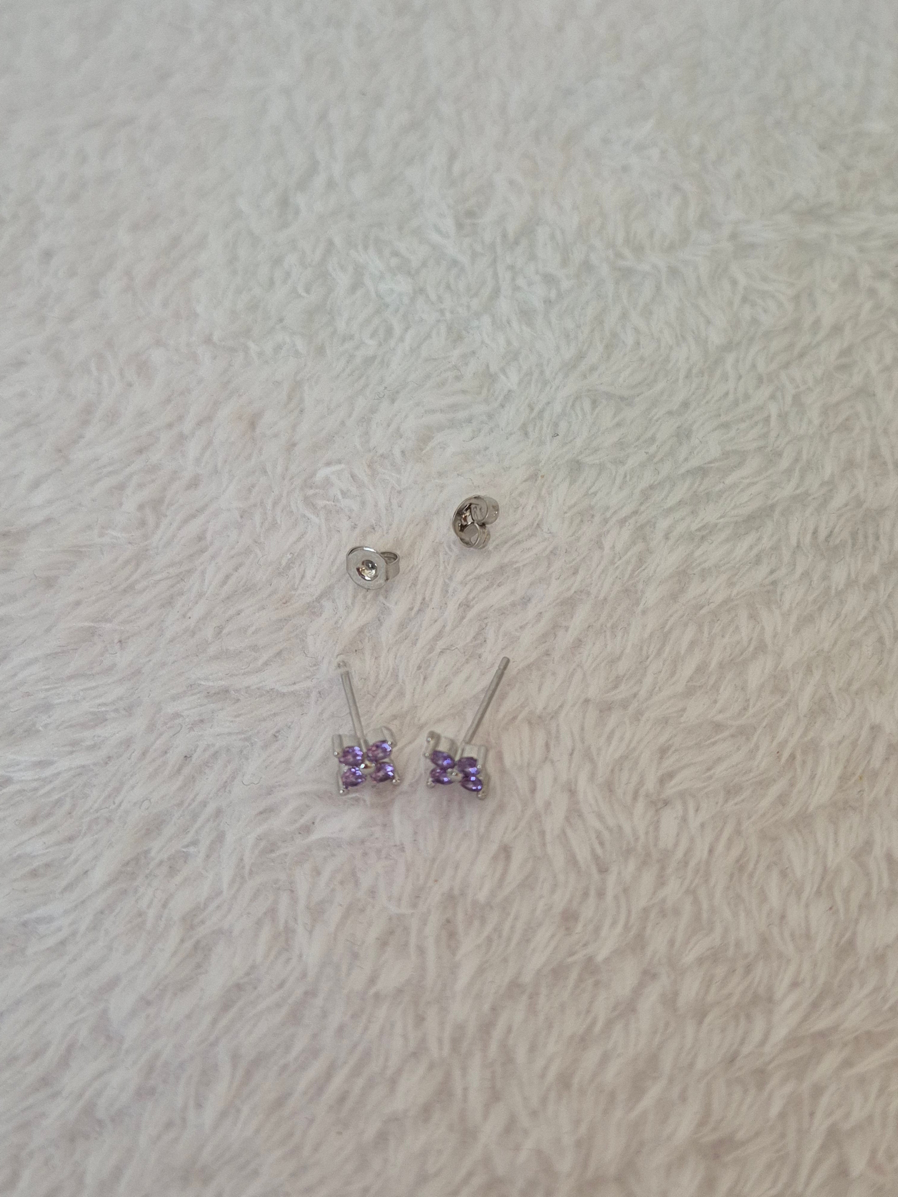 Boucles d'oreilles strass violets