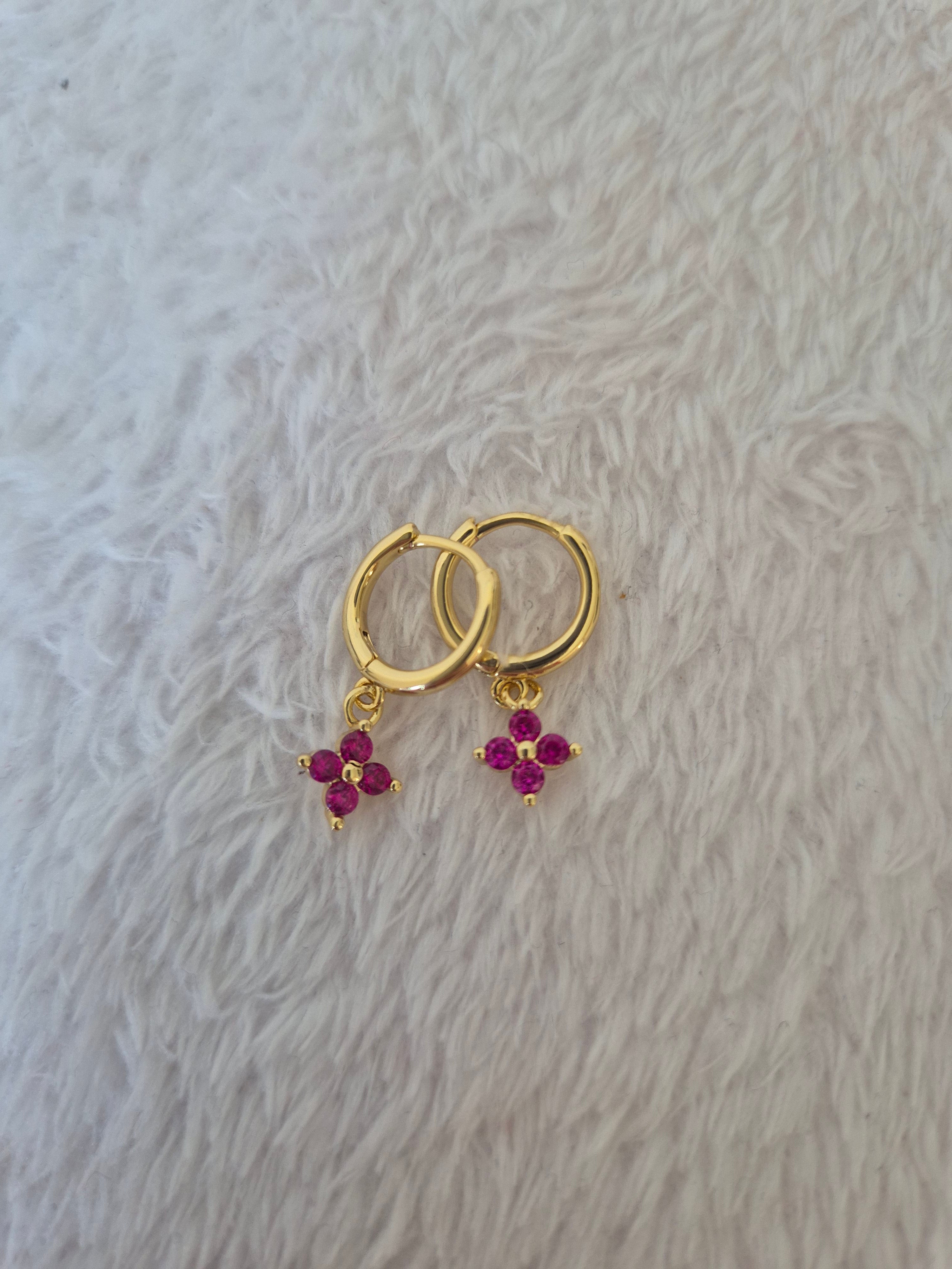 Boucles d'oreilles strass fuschia