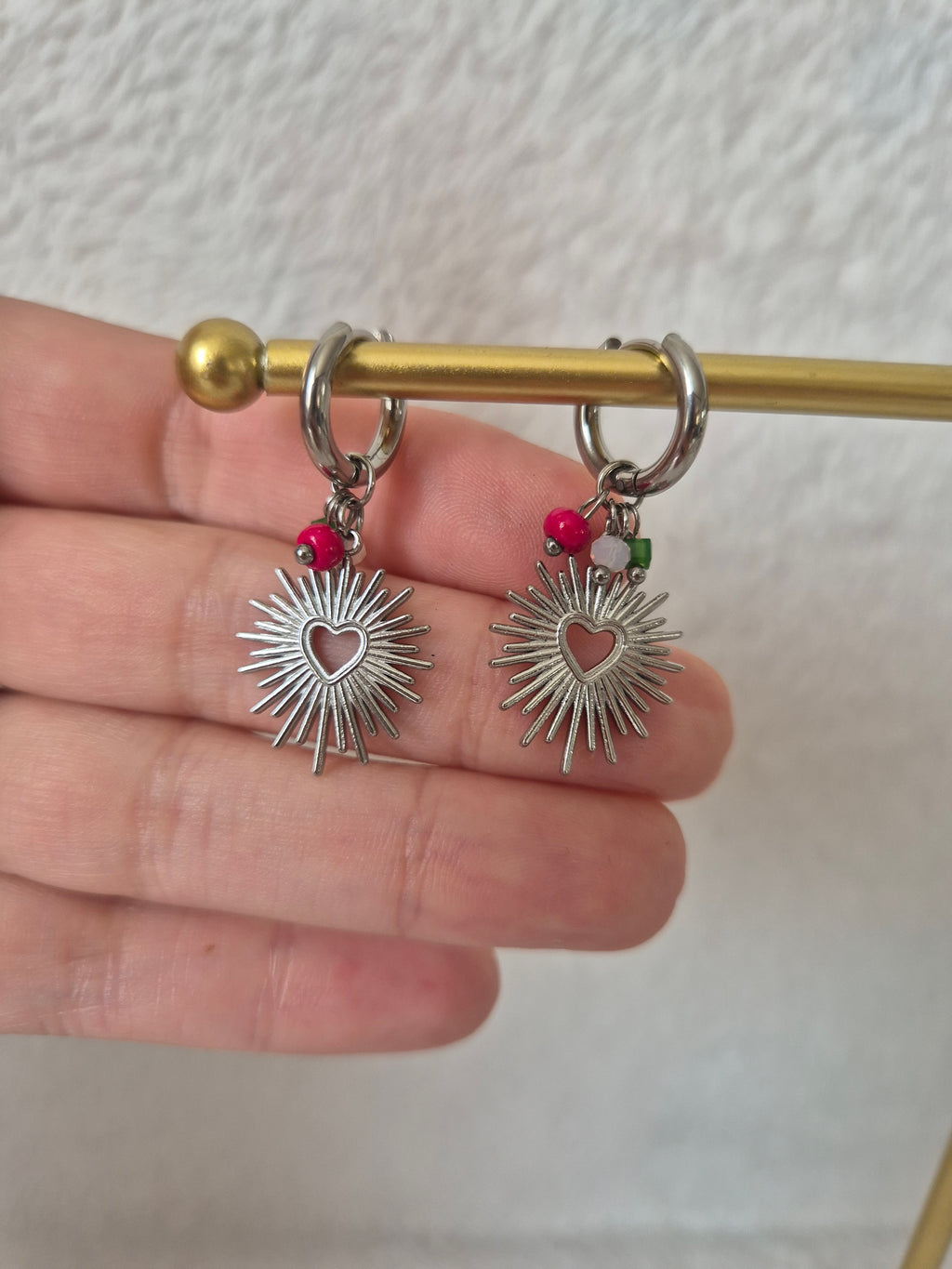 Boucles d'oreilles cœurs soleils
