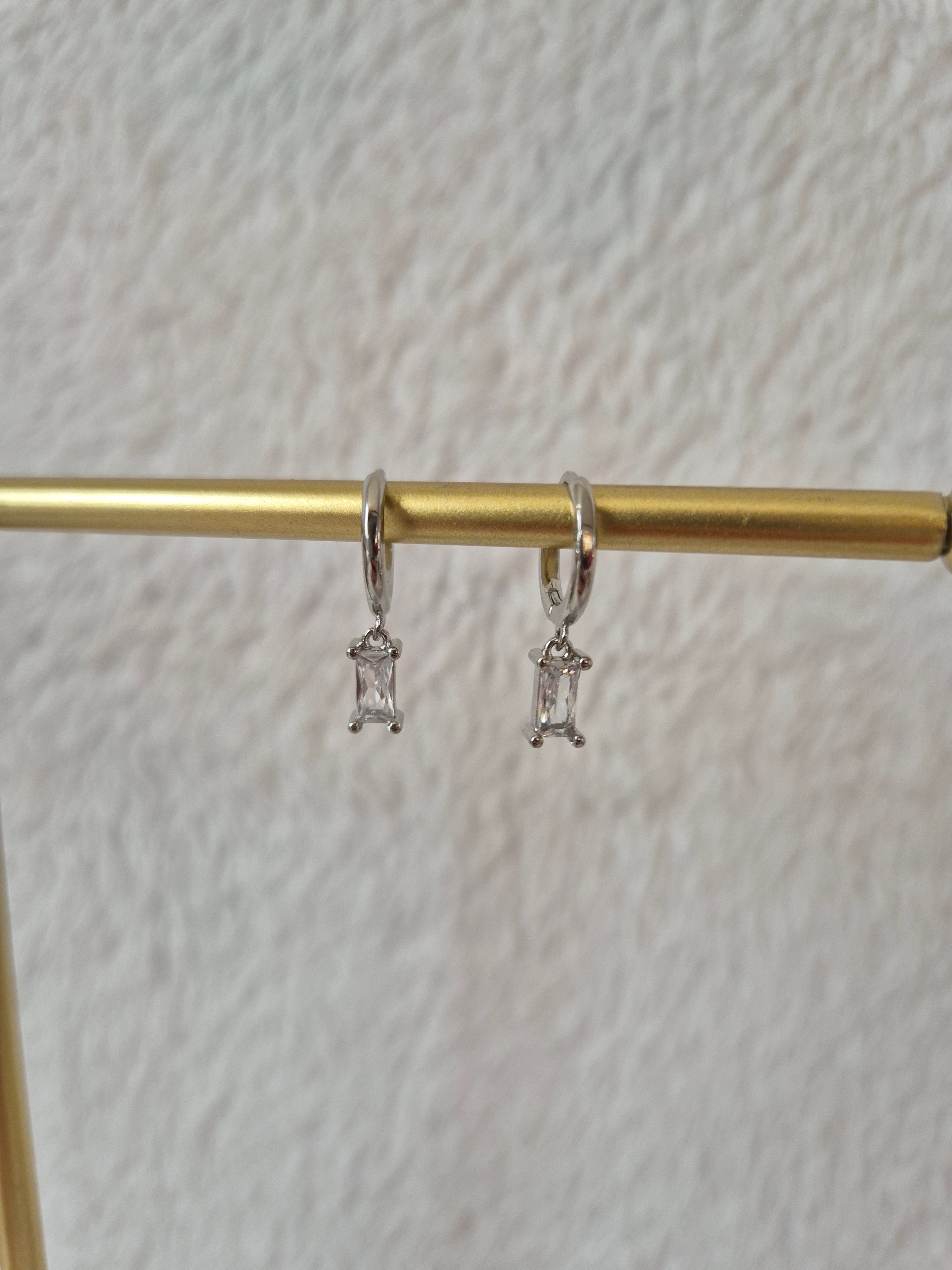 Boucles d'oreilles strass rectangulaires