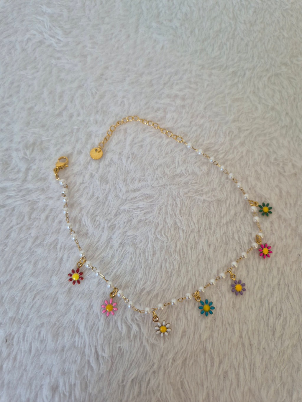 Bracelet de cheville fleurs multicolores