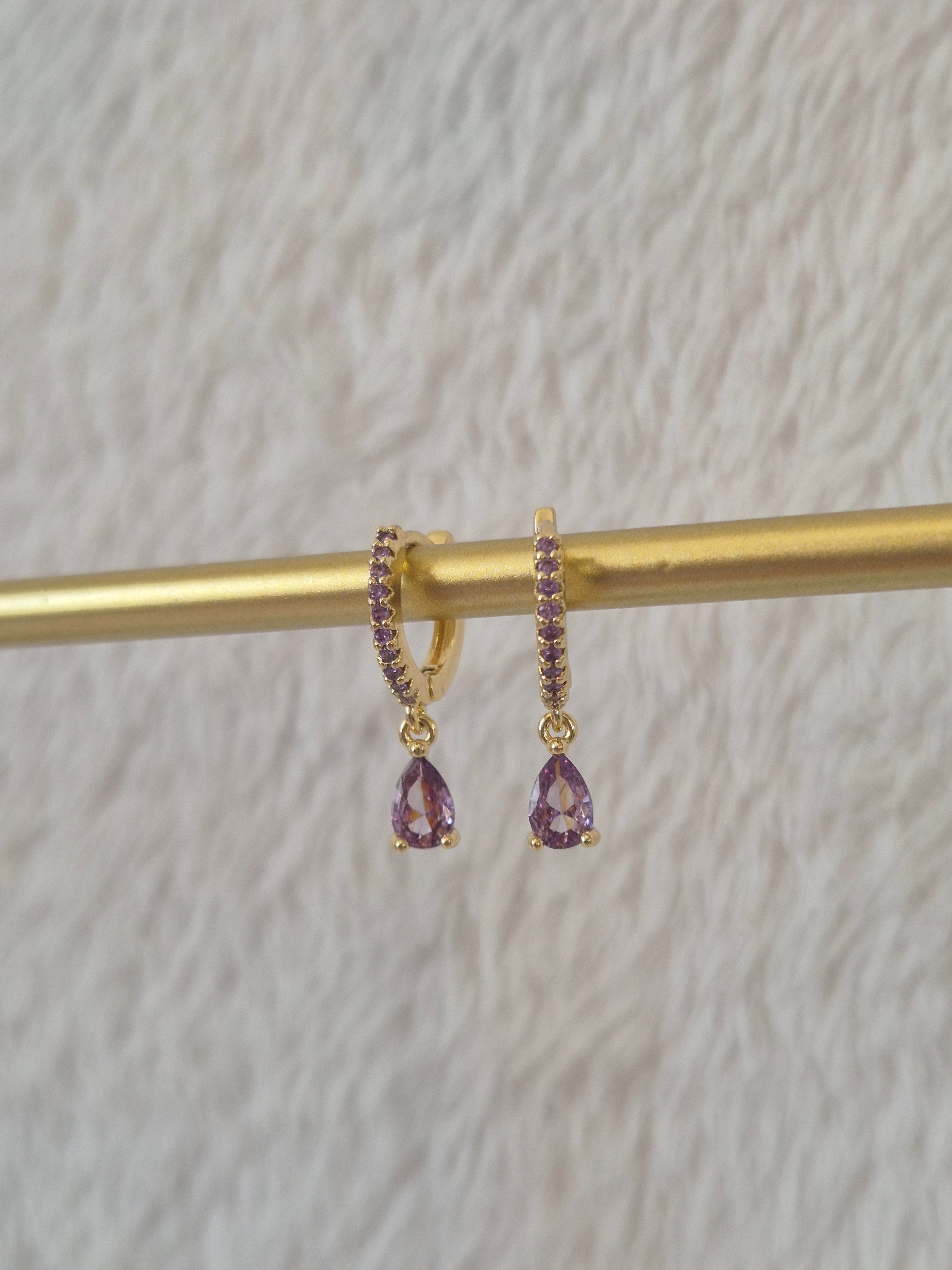 Boucles d'oreilles strass violets