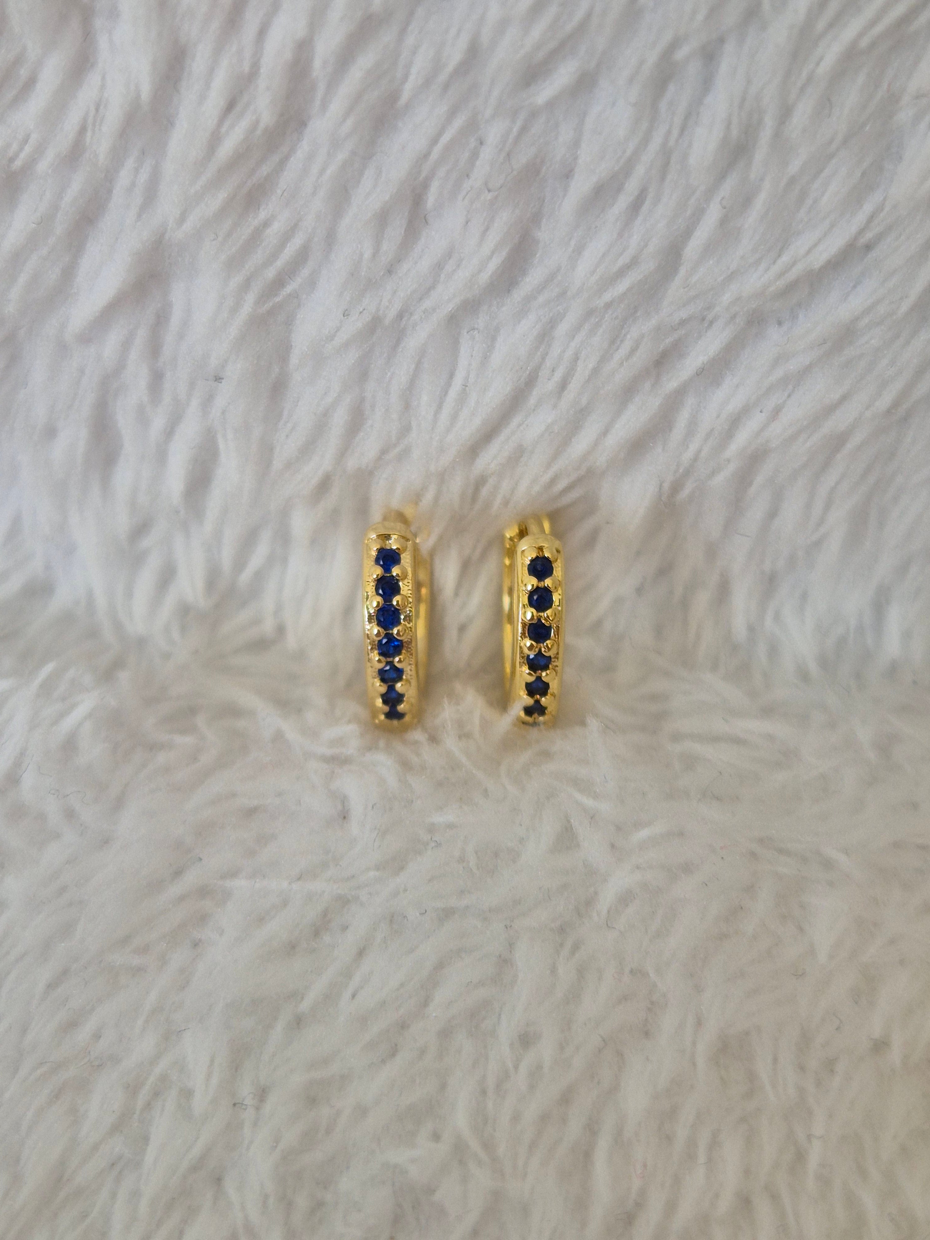 Mini créoles strass bleus marines
