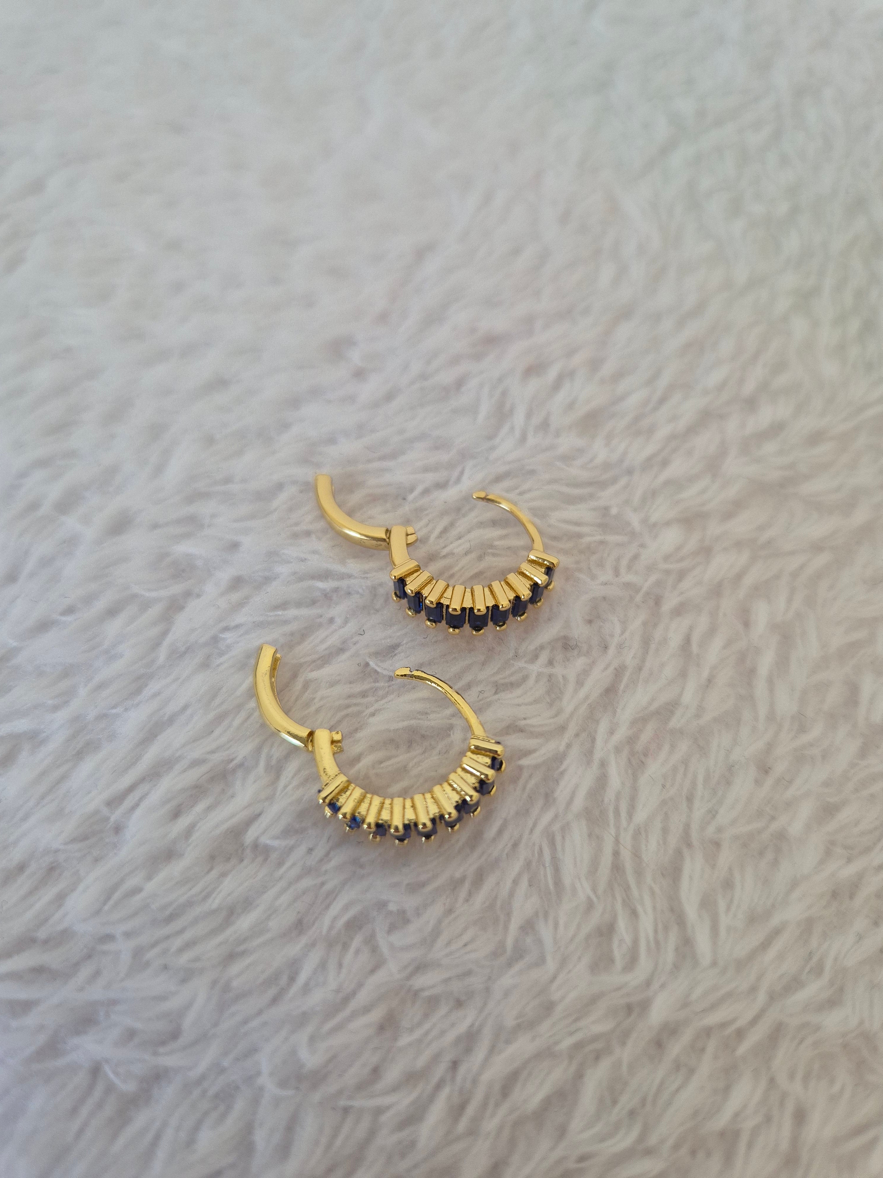 Boucles d'oreilles strass bleus marines